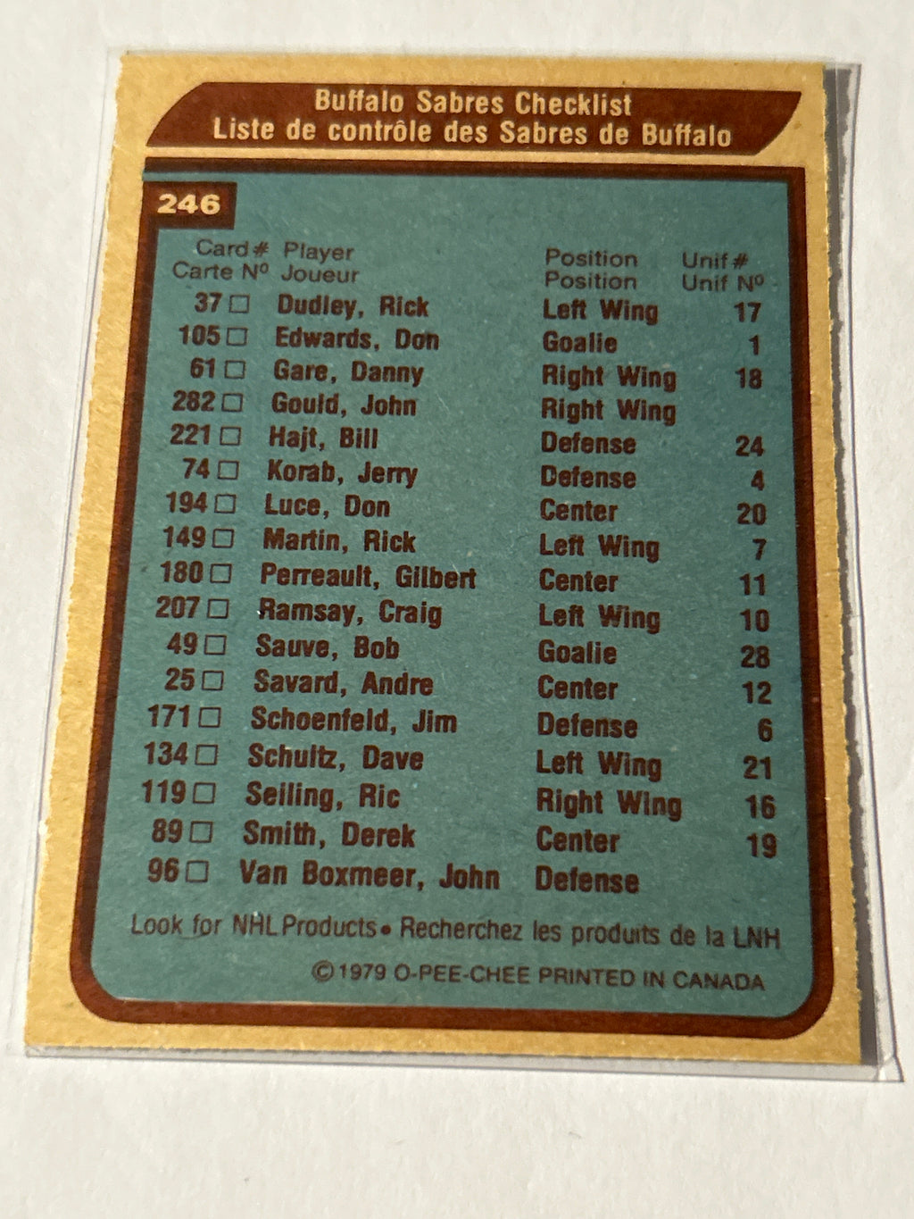 1979-80 O-Pee-Chee - Buffalo Sabres #246