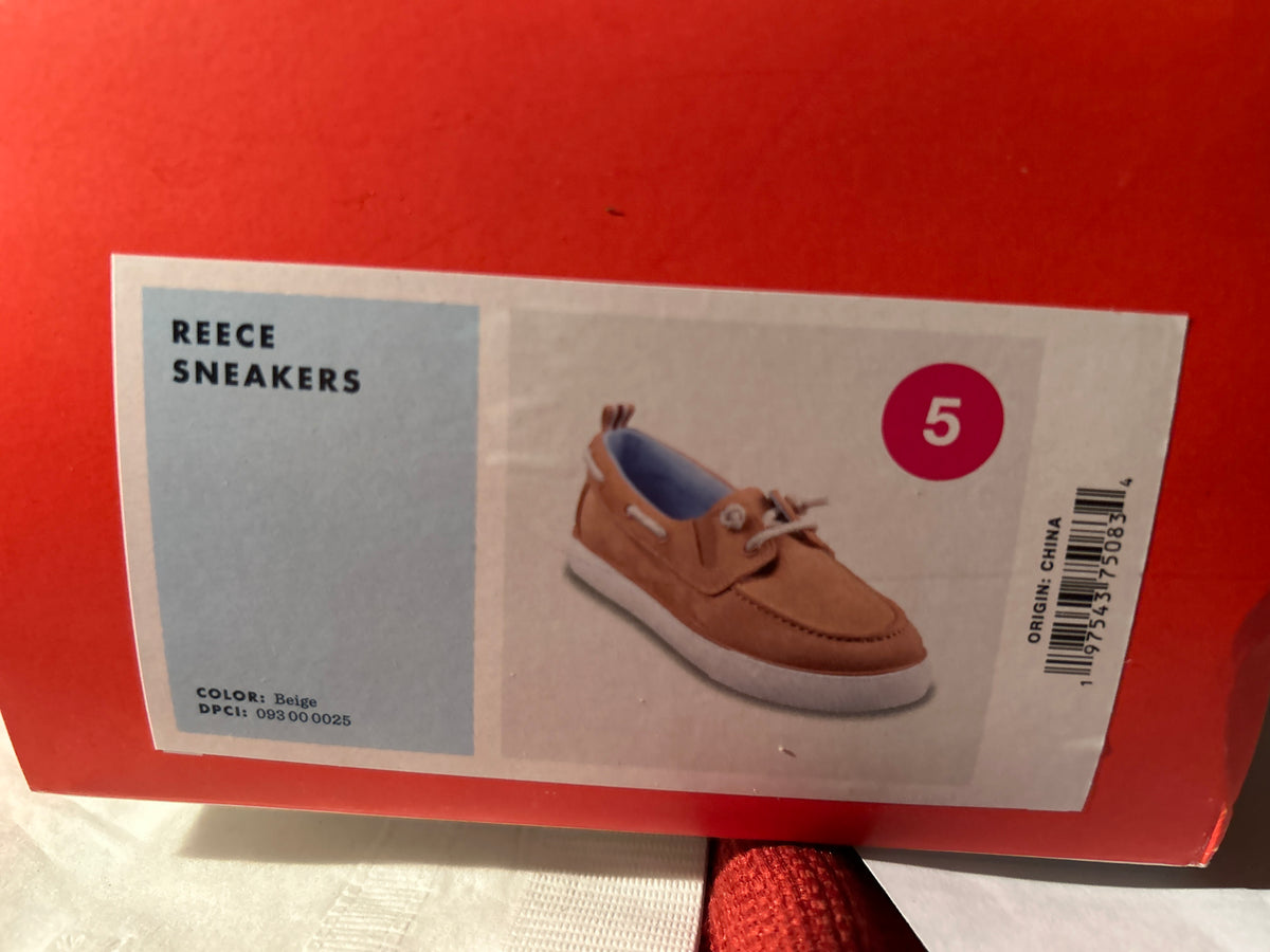 Cat & Jack Kids Boat Shoes – Size 5 – Tan/Beige – Casual Slip‑On Style