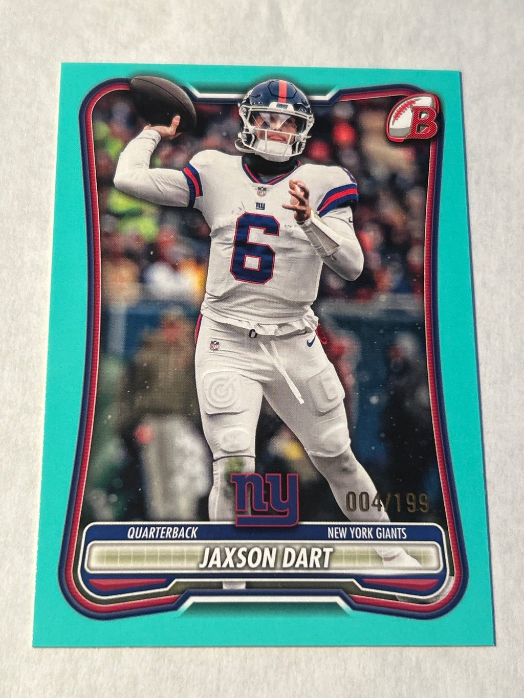 2026 Bowman Football: Jaxson Dart #77 Aqua 004/199