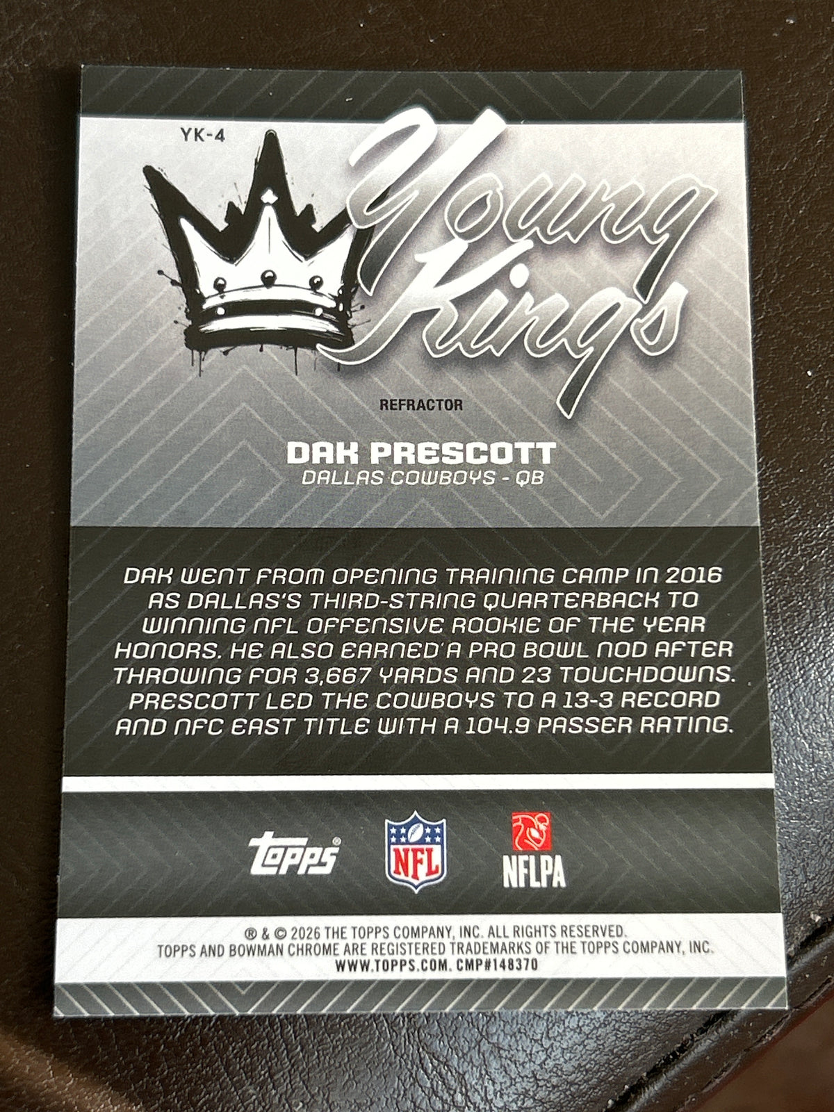 2026 Bowman Chrome Dak Prescott Young Kings Insert Dallas Cowboys QB