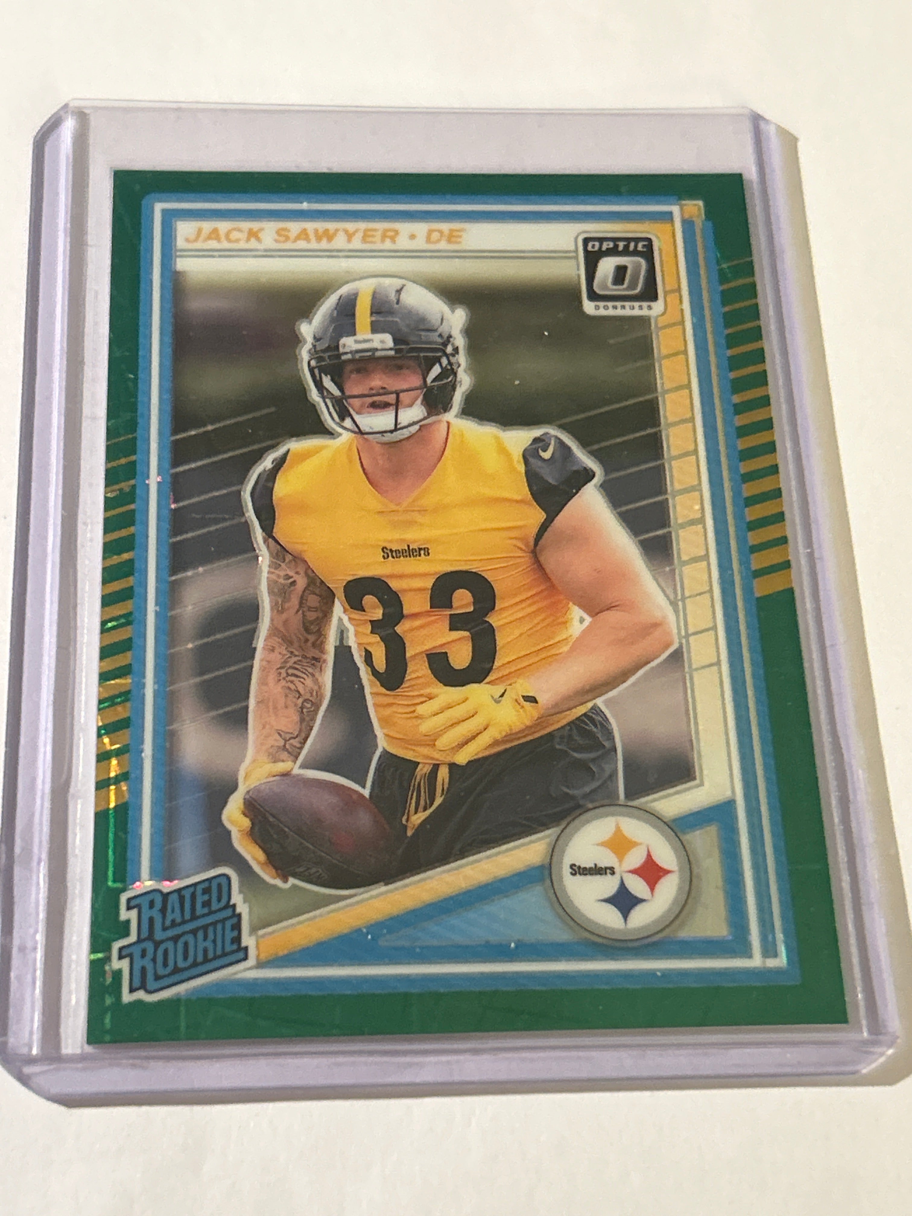 2025 Panini Donruss - Rated Rookie Jack Sawyer #220 Green Hyper Prizm