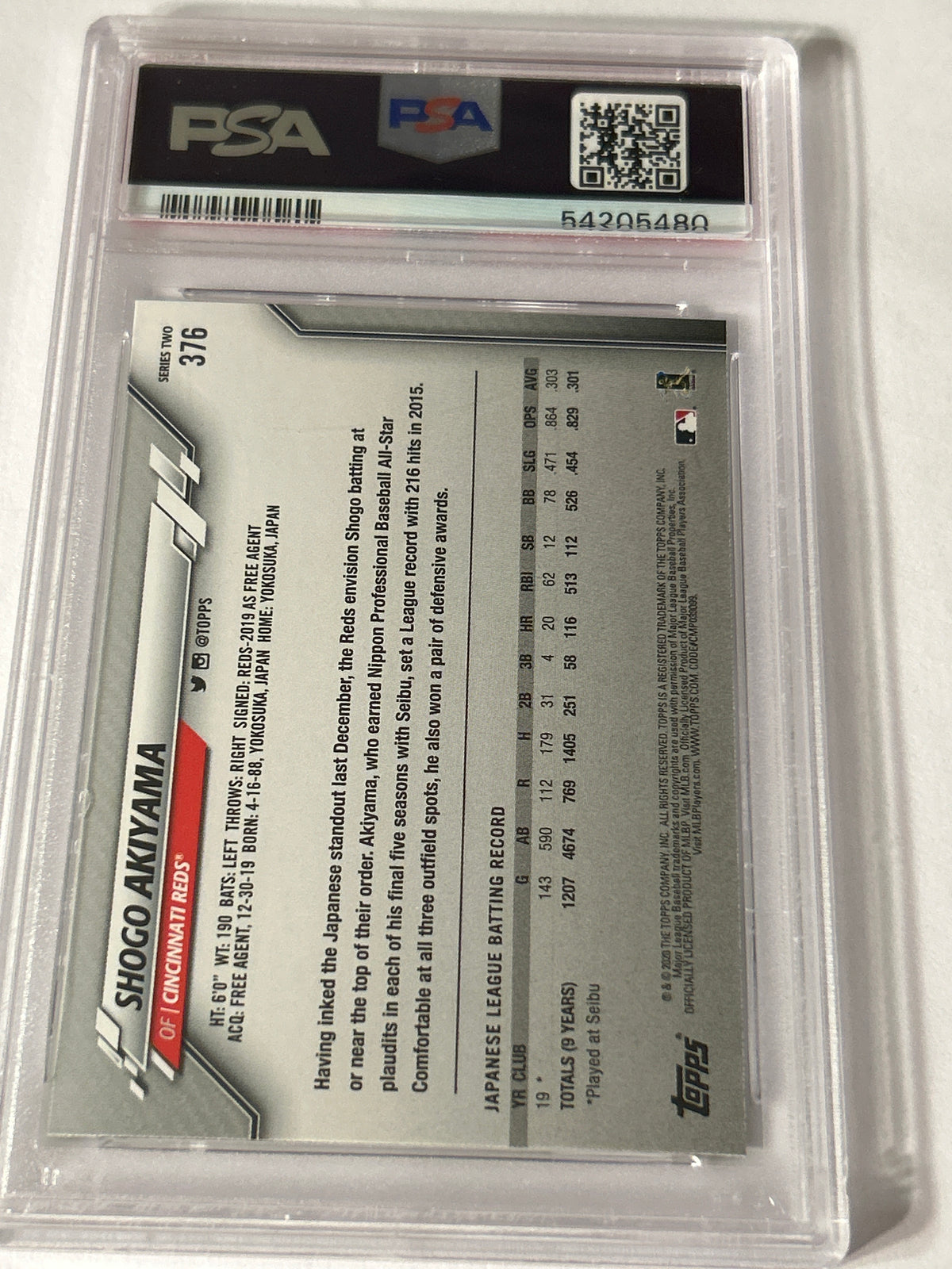 Shogo Akiyama – 2020 Topps #376 (RC) – PSA 10