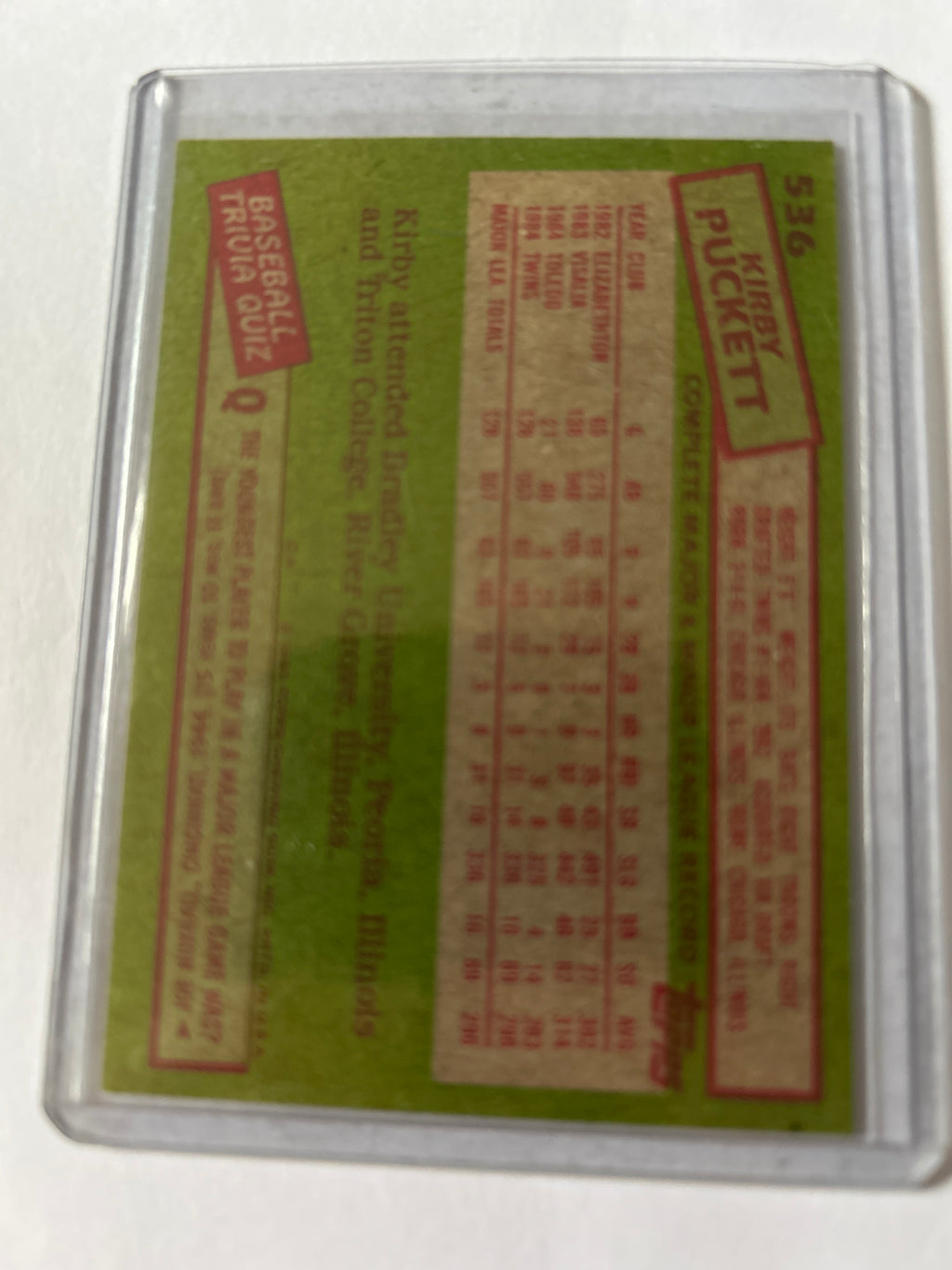 1985 Topps - Kirby Puckett #536 (RC)