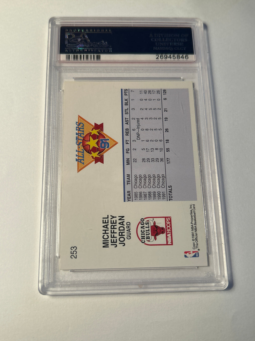 1991 NBA Hoops #253 Michael Jordan All Star PSA 7 NM