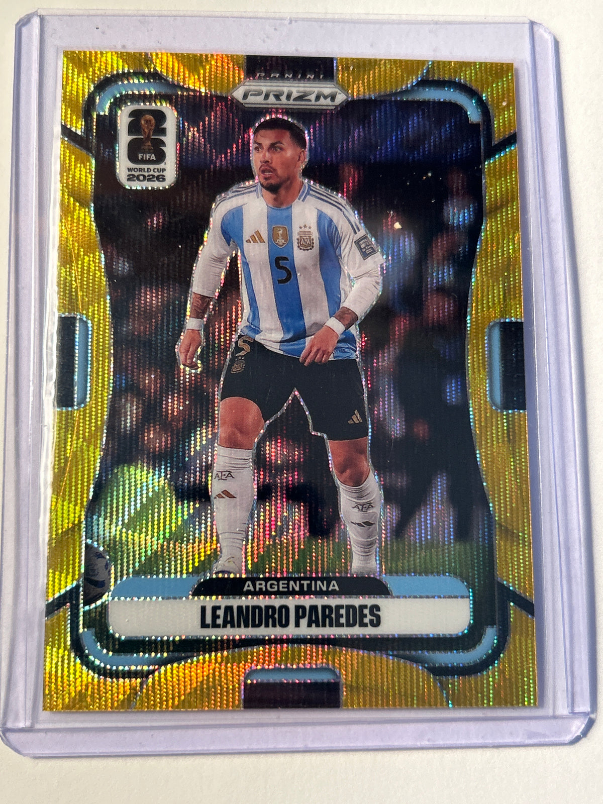 2026 Panini Prizm FIFA World Cup: Leandro Paredes #7 Gold Wave Prizm 06/10