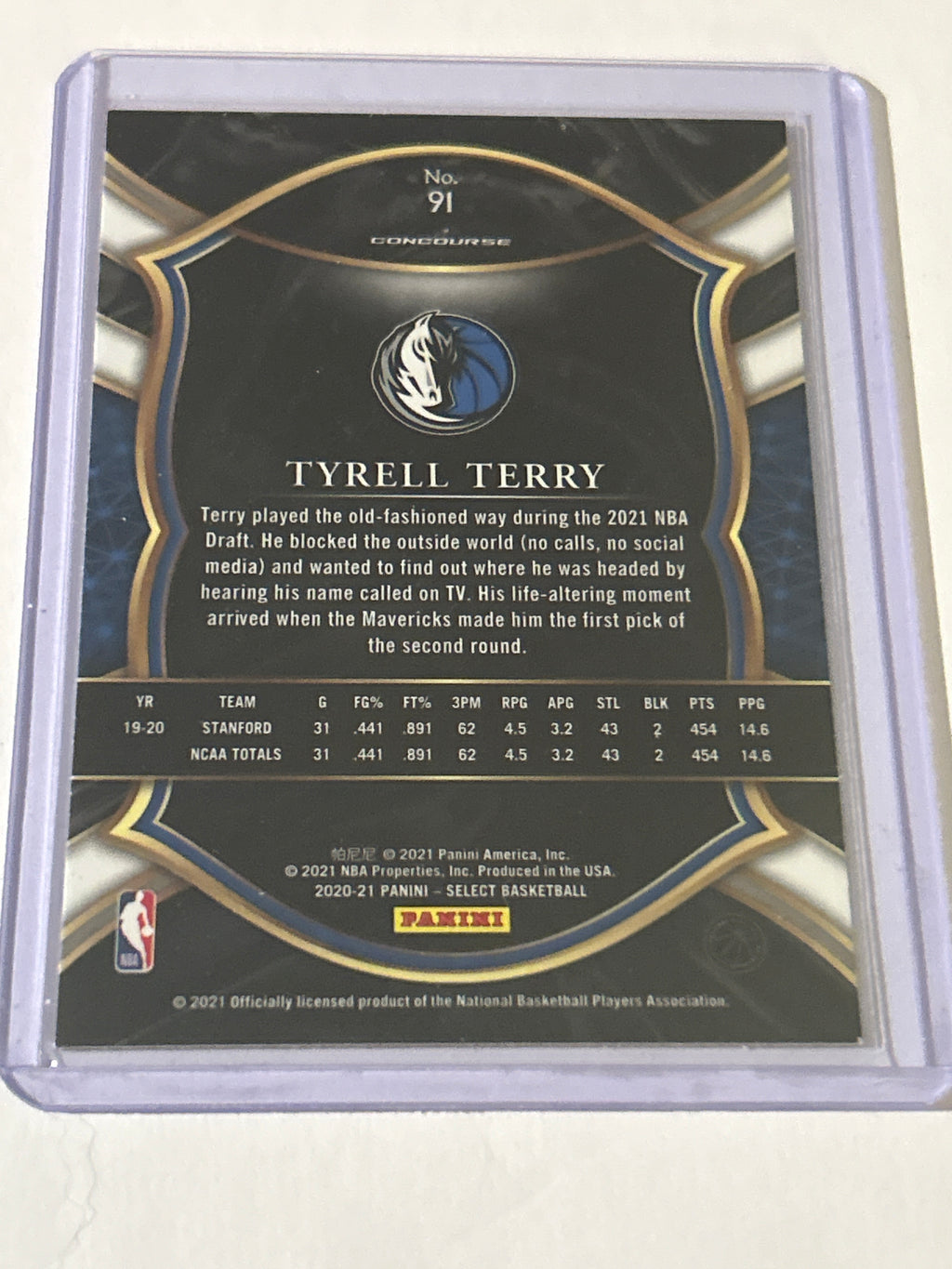 2020-21 Panini Select - Concourse Tyrell Terry #91 (RC)