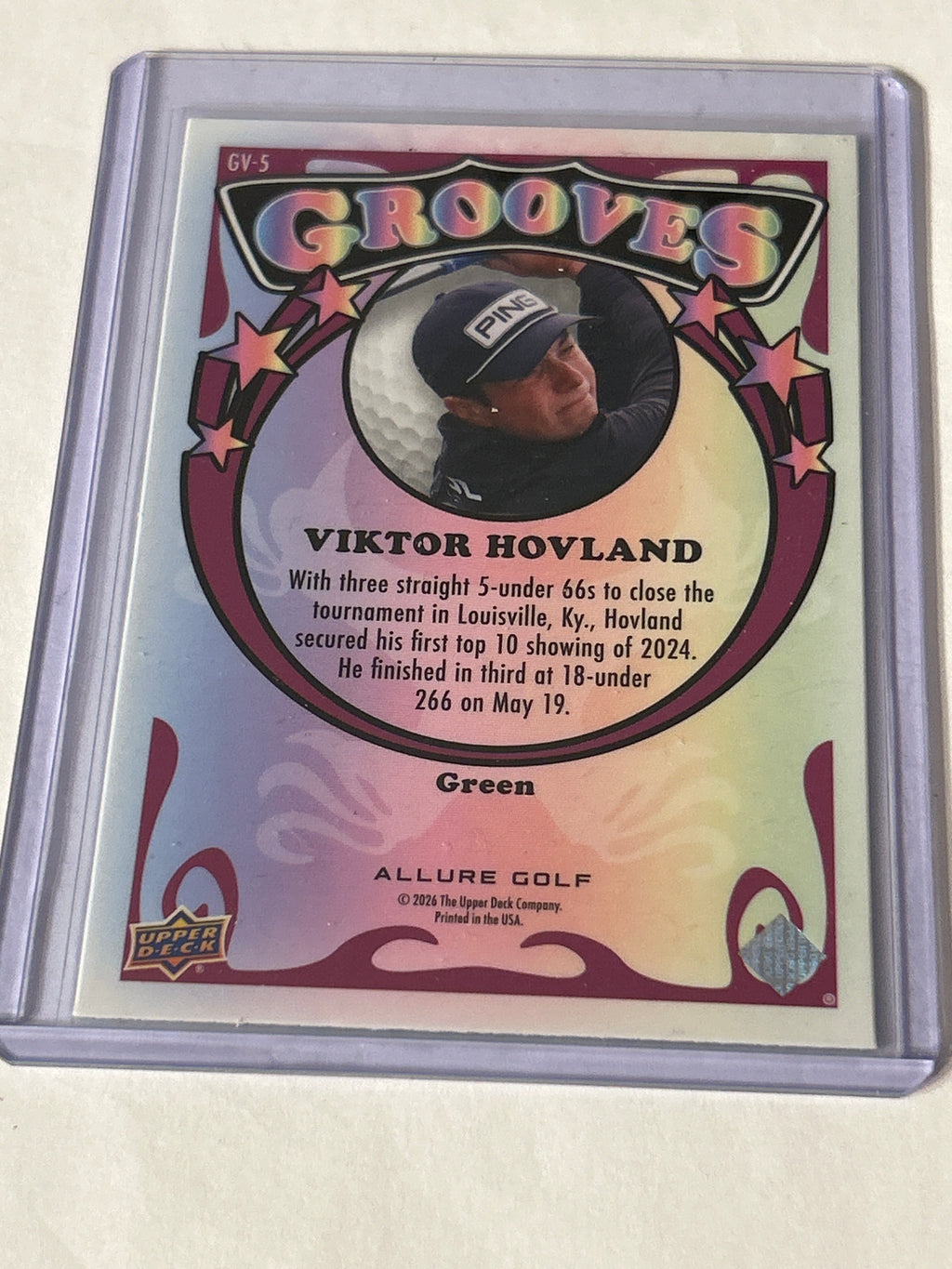 Viktor Hovland – 2026 Upper Deck Allure Grooves #GV‑5 Green Parallel