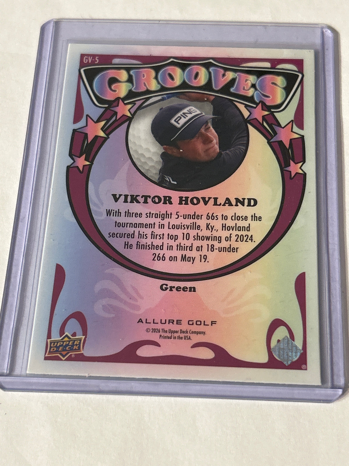 Viktor Hovland – 2026 Upper Deck Allure Grooves #GV‑5 Green Parallel