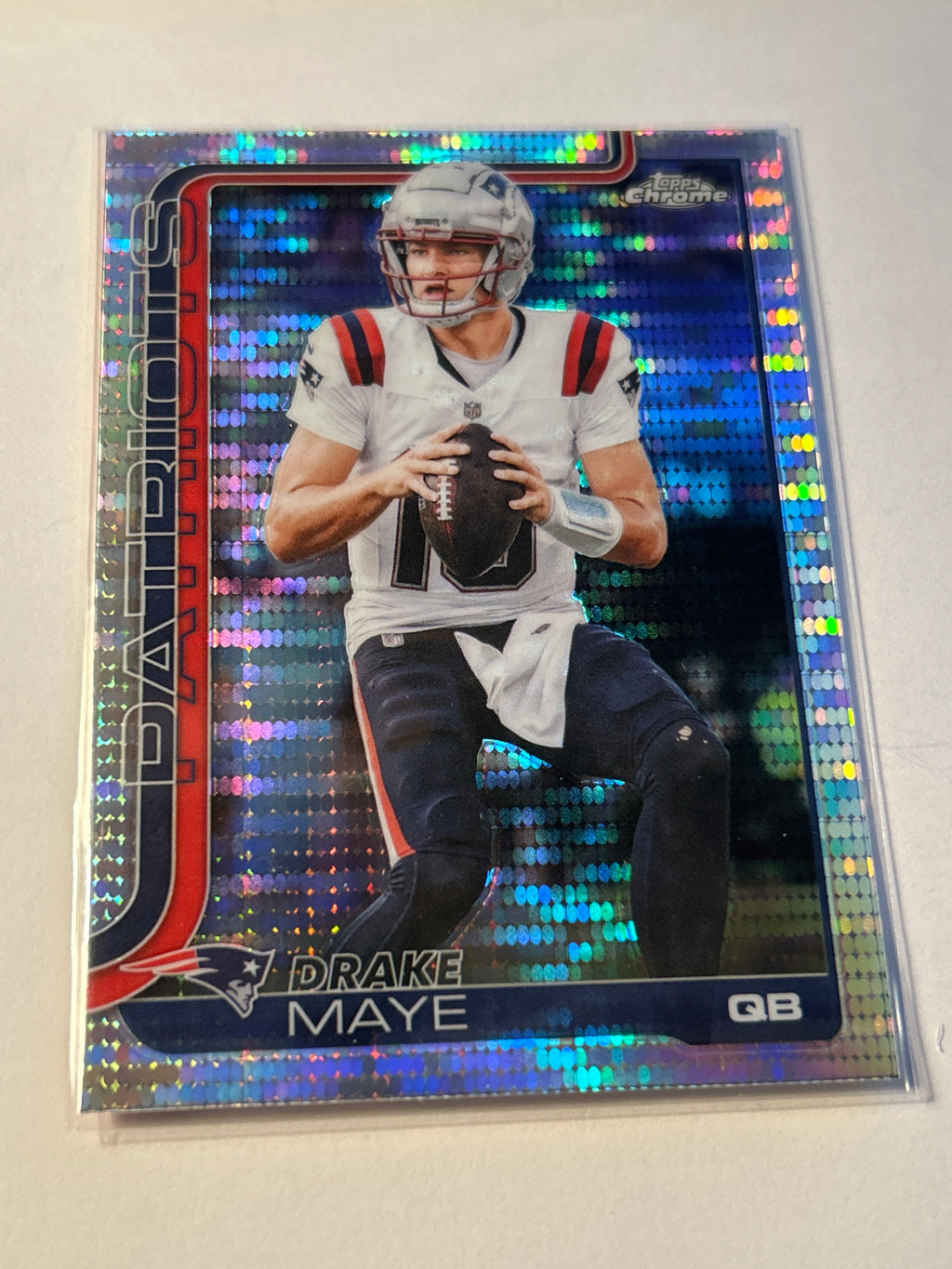 2025 Topps Chrome Drake Maye Pulsar Refractor New England Patriots QB