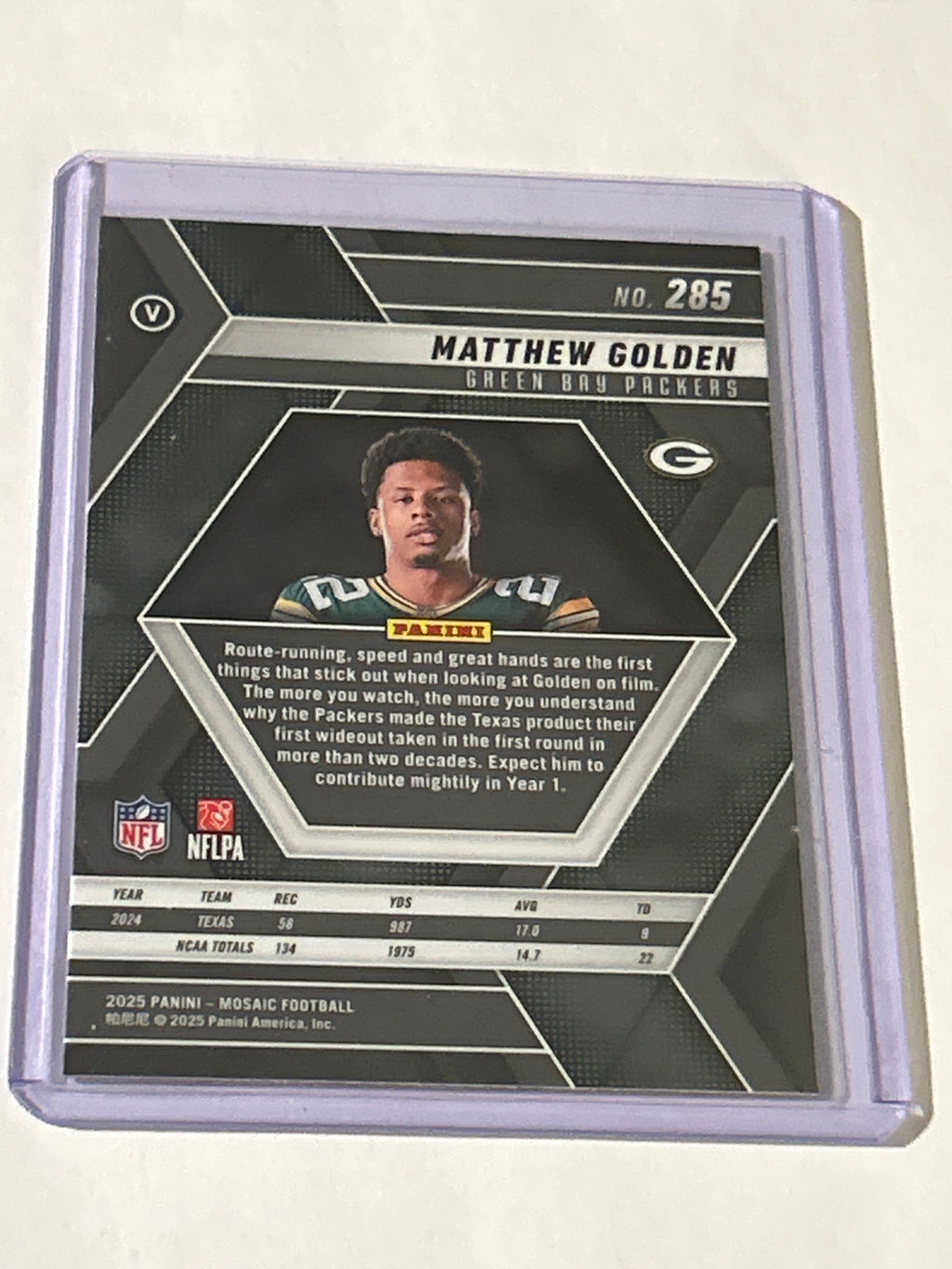 2025 Panini Mosaic - Rookie Variations Matthew Golden #285 (RC)