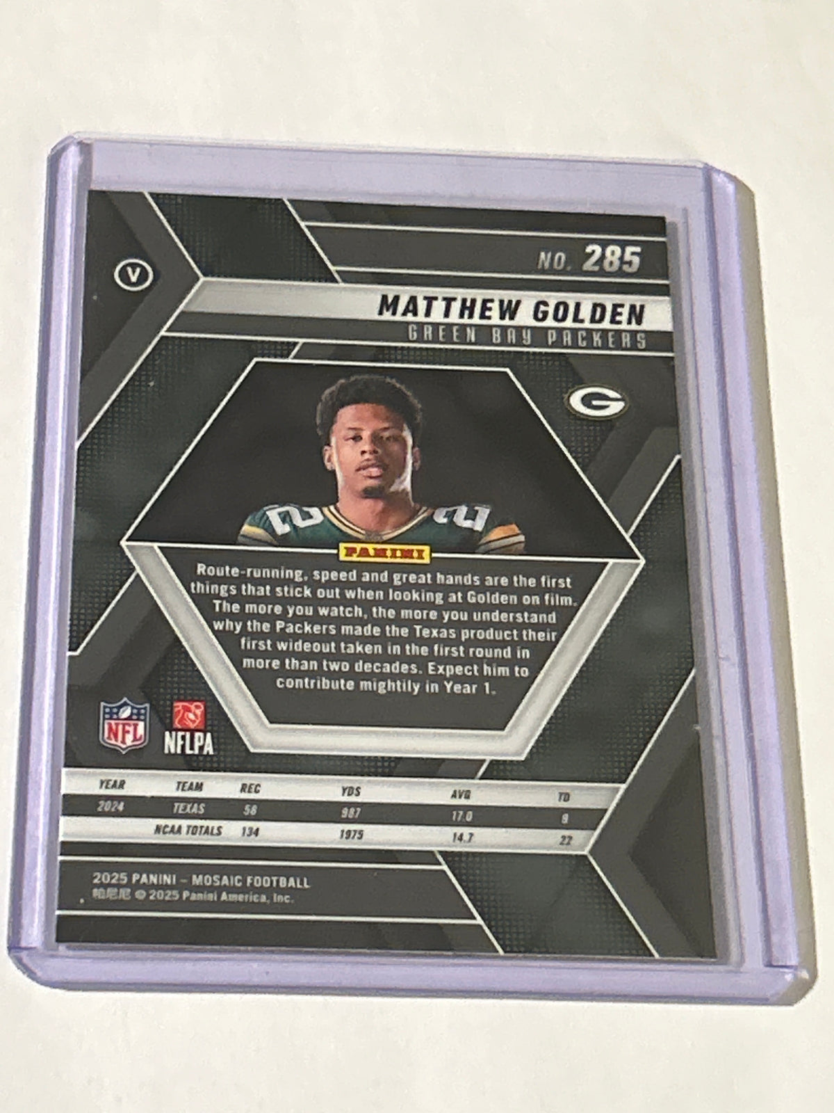 2025 Panini Mosaic - Rookie Variations Matthew Golden #285 (RC)