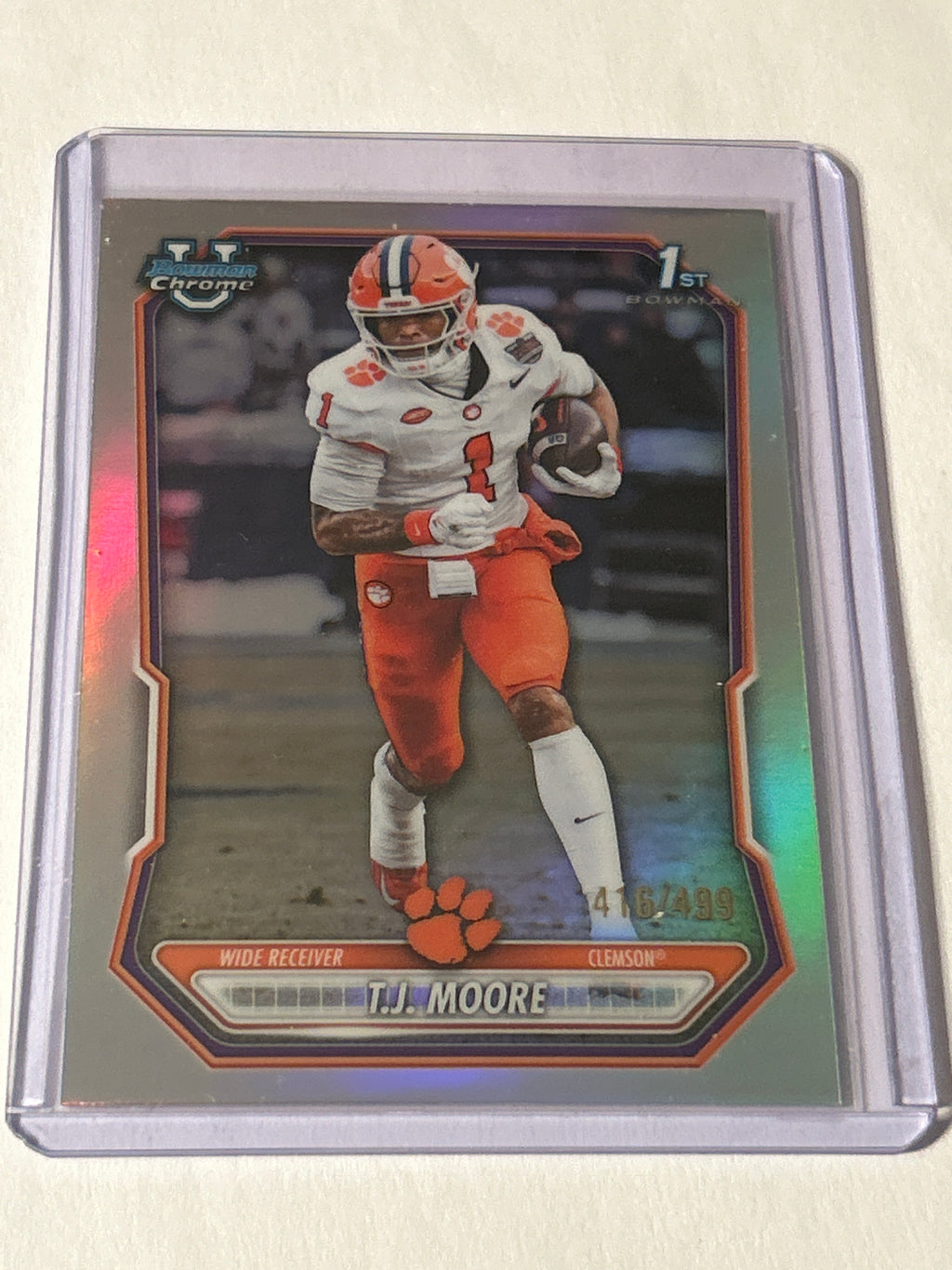 Bowman U Chrome T.J. Moore 1st Bowman Refractor 416/499 Clemson Tigers