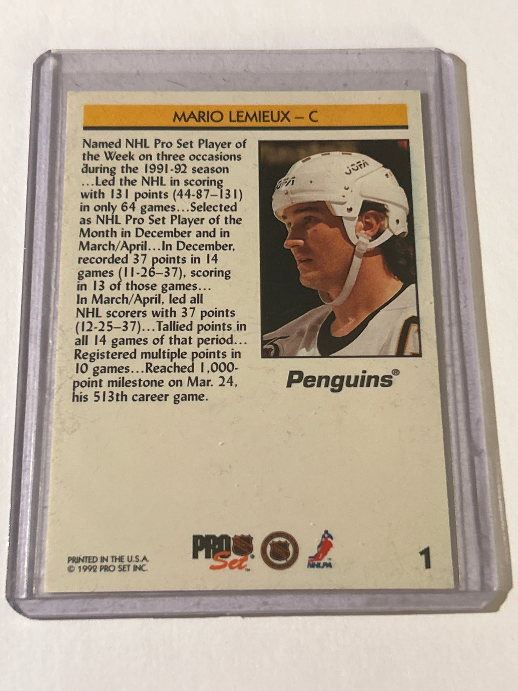1992-93 Pro Set - Mario Lemieux #1