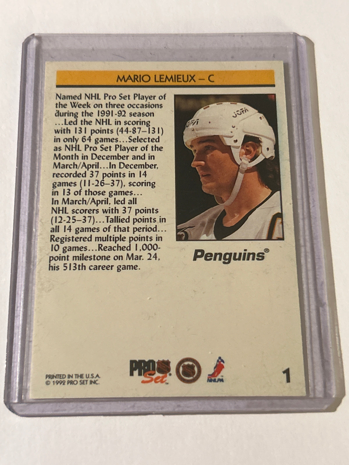 1992-93 Pro Set - Mario Lemieux #1
