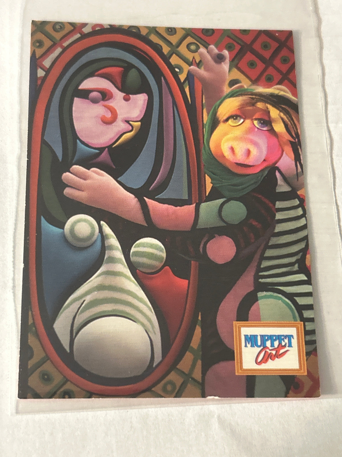 Miss Piggy Cubist Art #39,  "Pig Before a Mirror", from the 1993 Cardz Jim Henson's The Muppet Art trading card set.