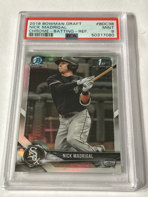 2018 Bowman Draft Chrome – Nick Madrigal #BDC‑38 Refractor (RC) – PSA 9