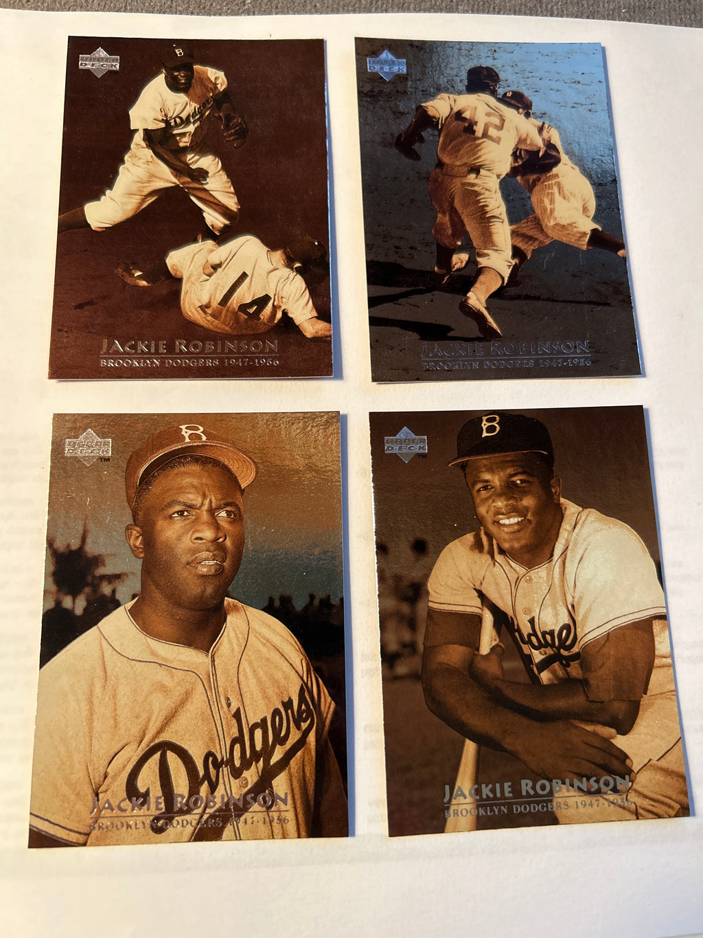 Jackie Robinson 4 Card Lot 1996 Upper Deck Jackie Robinson Tribute Inserts #4 #7 #8 #9 Hall of Fame Brooklyn Dodgers