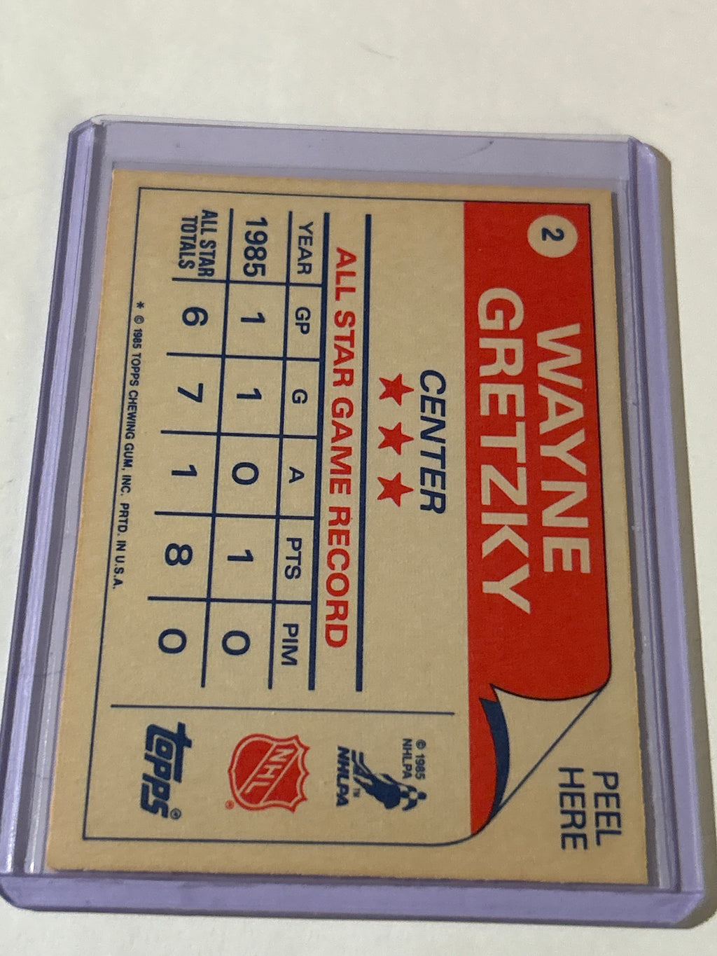 Topps 1985-86 Wayne Gretzky #2 Edmonton Oilers All Star Sticker NHL