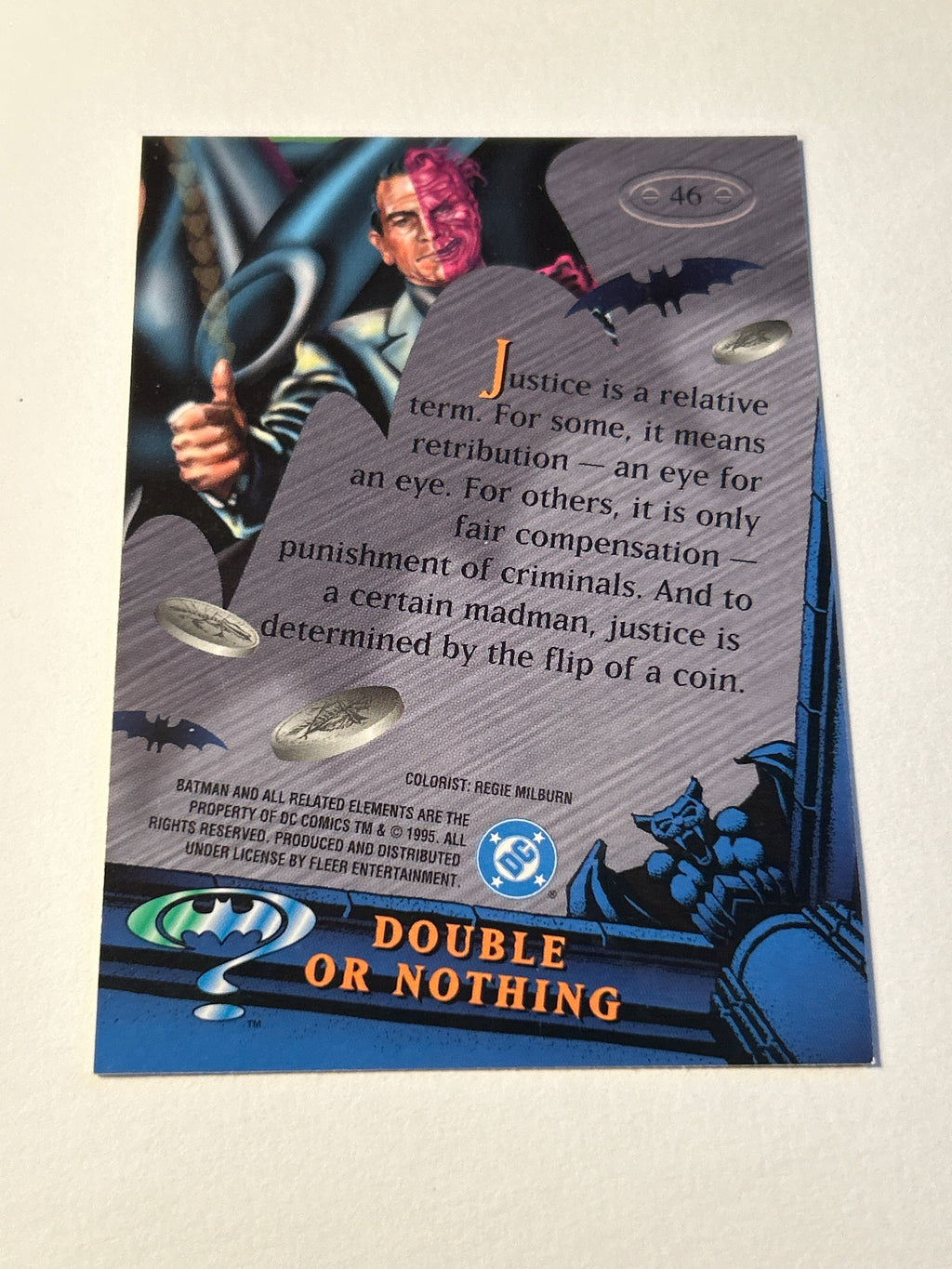 1995 Fleer Metal Batman Forever # 46, Batman vs. Two‑Face – Double or Nothing
