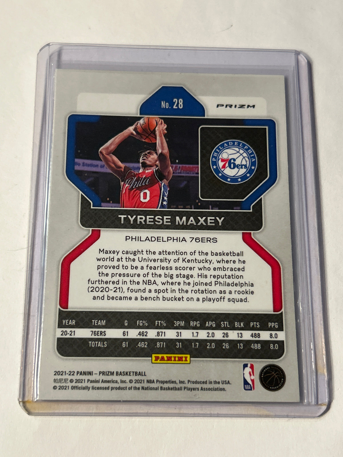 2021-22 Panini Prizm Tyrese Maxey Silver Prizm #28 76ers
