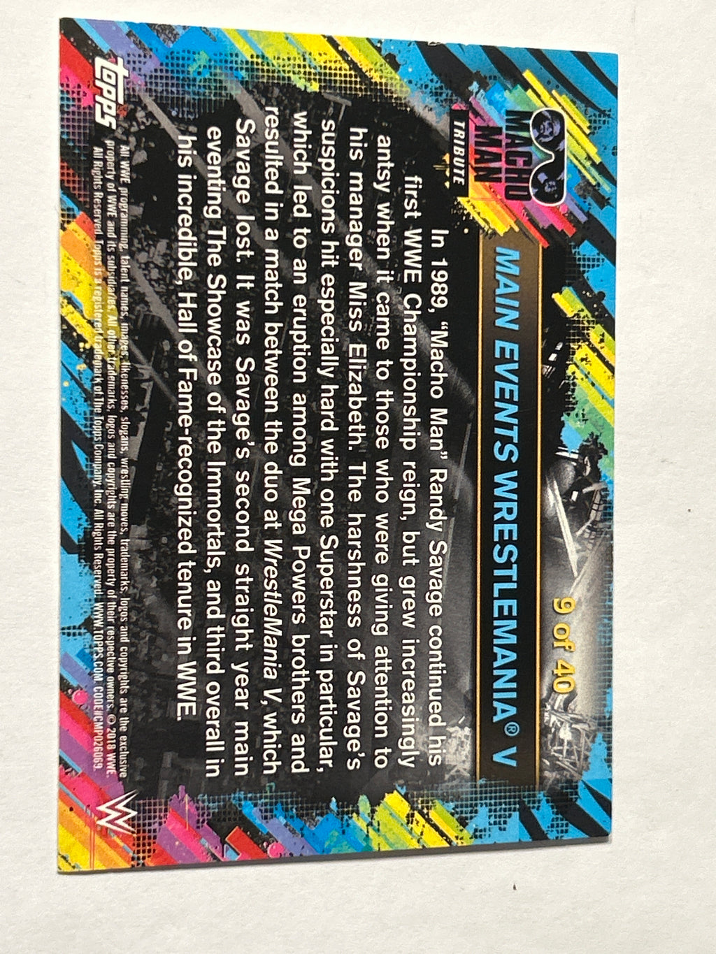 2021 Topps WWE Randy Savage Macho Man Tribute Main Events WrestleMania V