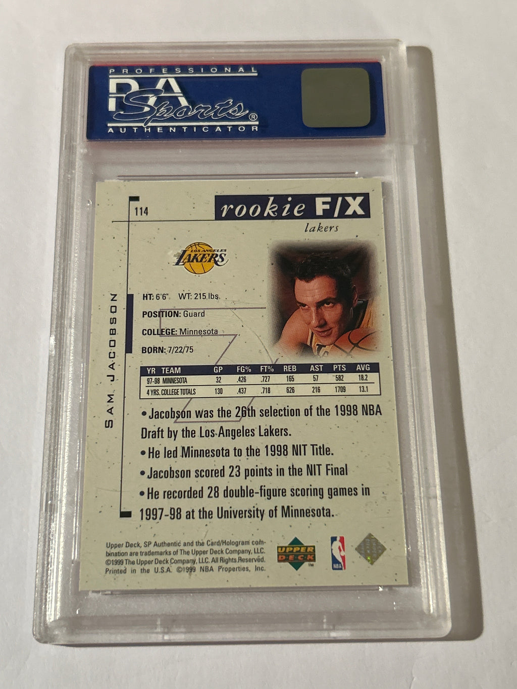 1998-99 SP Authentic - Rookie F/X Sam Jacobson #3097/3500 (RC)