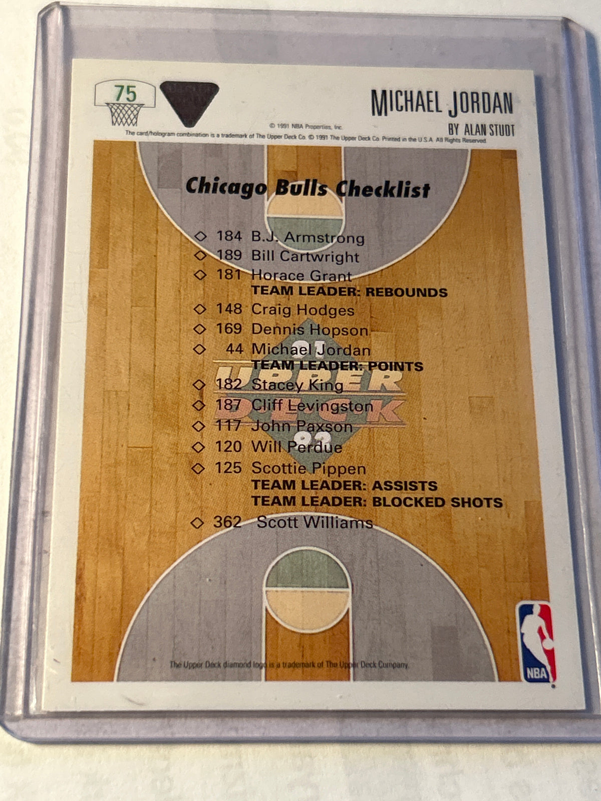 1991-92 Upper Deck Michael Jordan #75 Bulls Team Checklist Alan Studt Art