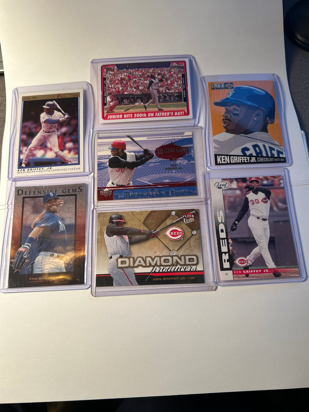 Ken Griffey Jr 7 Card Lot 500th Home Run Season Highlights O Pee Chee Premier Defensive Gems Diamond Producers Mariners Reds HOF