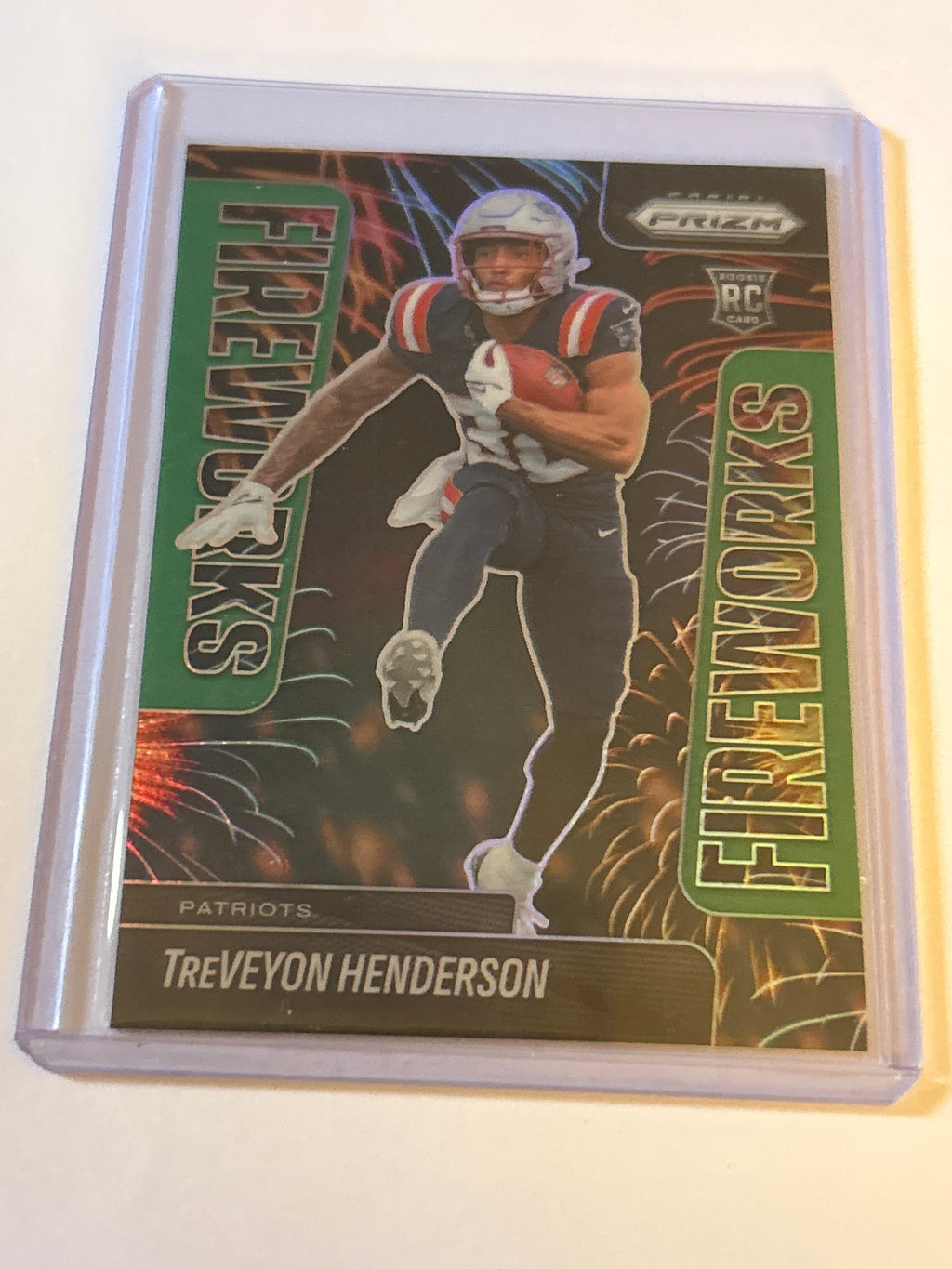 2025 Panini Prizm - Fireworks TreVeyon Henderson #24 Green Prizm (RC)