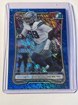 2026 Bowman Chrome LT Overton (RC) Blue Shimmer Refractor 004/150 Dallas Cowboys DE