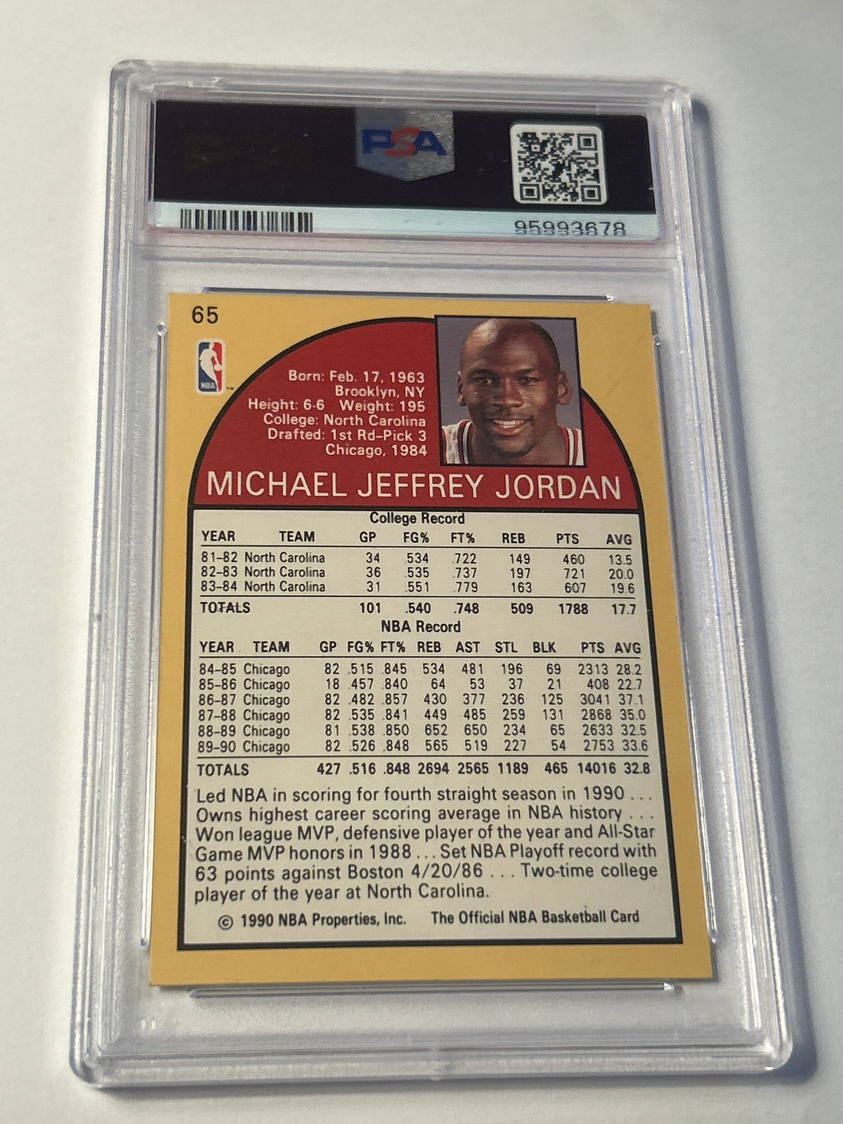 1990 NBA Hoops #65 Michael Jordan PSA 6 EX-MT Chicago Bulls