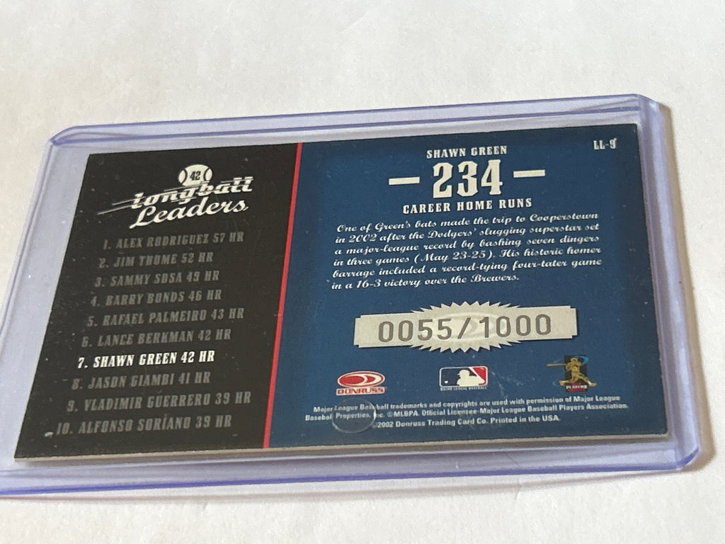 2003 Donruss - Longball Leaders Shawn Green #LL-9 55/1000