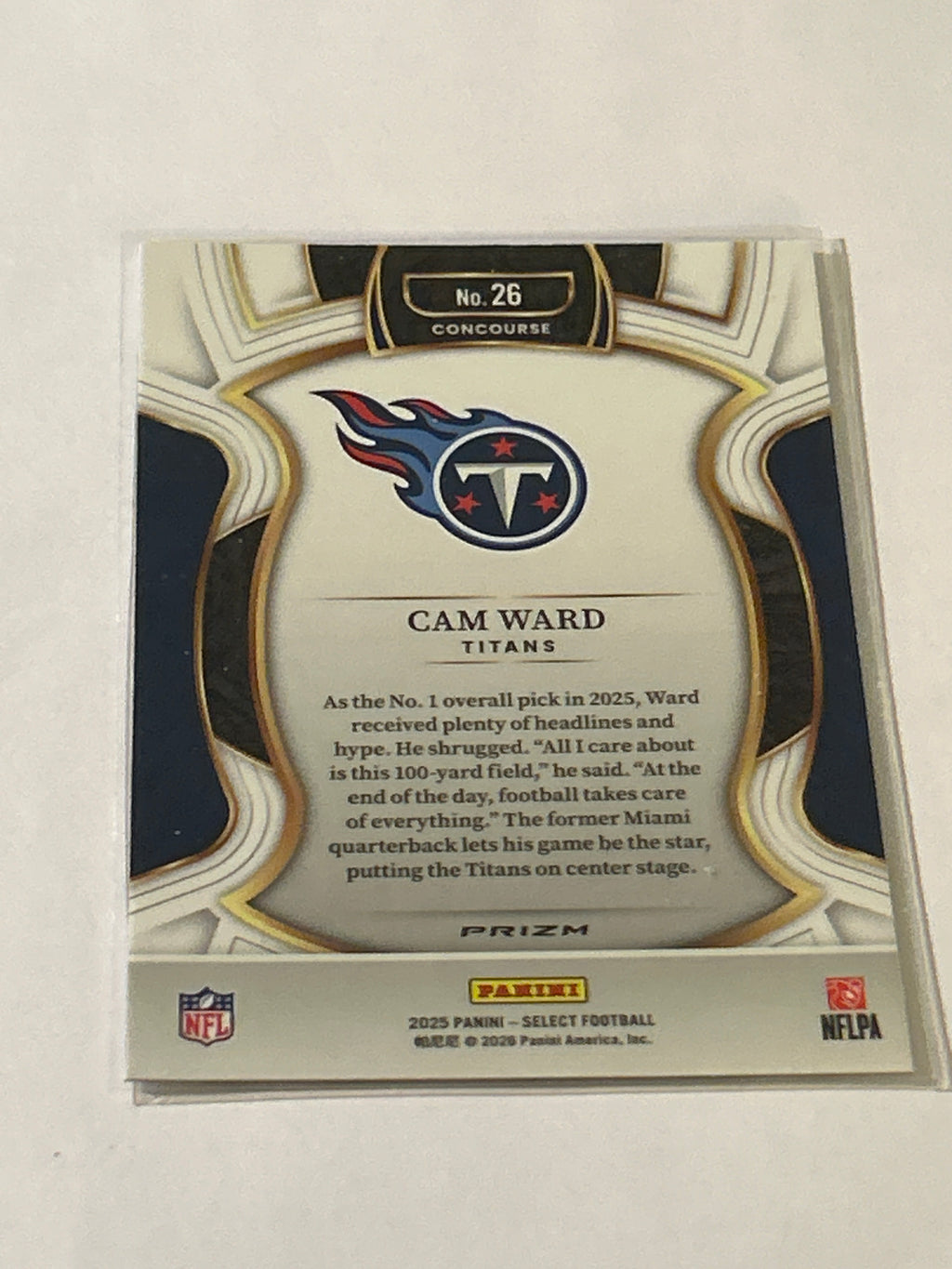 2025 Panini Select - Concourse Cam Ward #26 Silver Prizm (RC)
