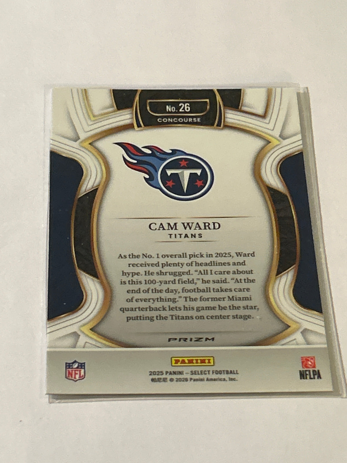 2025 Panini Select - Concourse Cam Ward #26 Silver Prizm (RC)