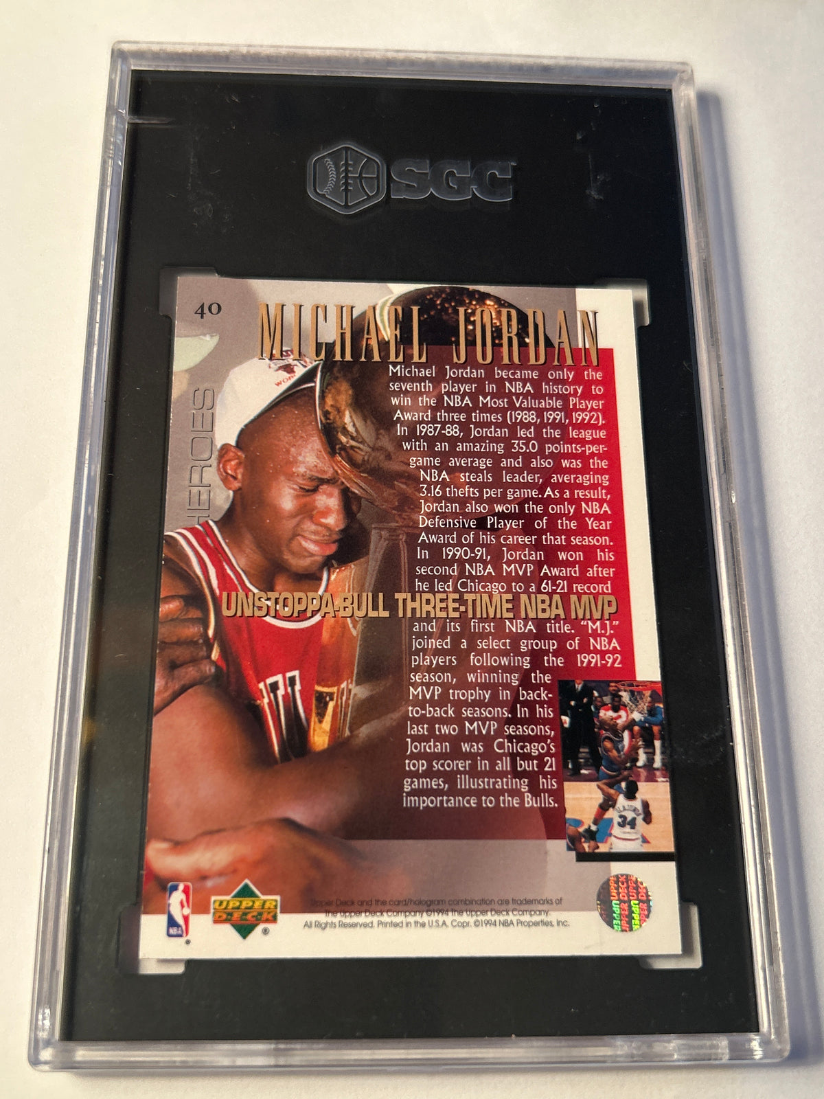 1994-95 Upper Deck Basketball Heroes #40 Michael Jordan SGC 9 Mint