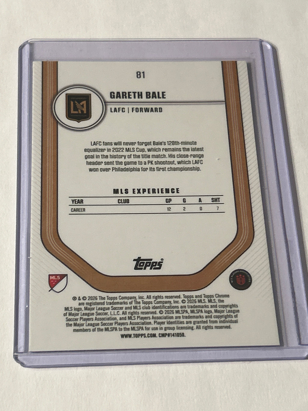 Topps Chrome MLS Gareth Bale Blue Speckle Refractor 64/150 LAFC Los Angeles FC