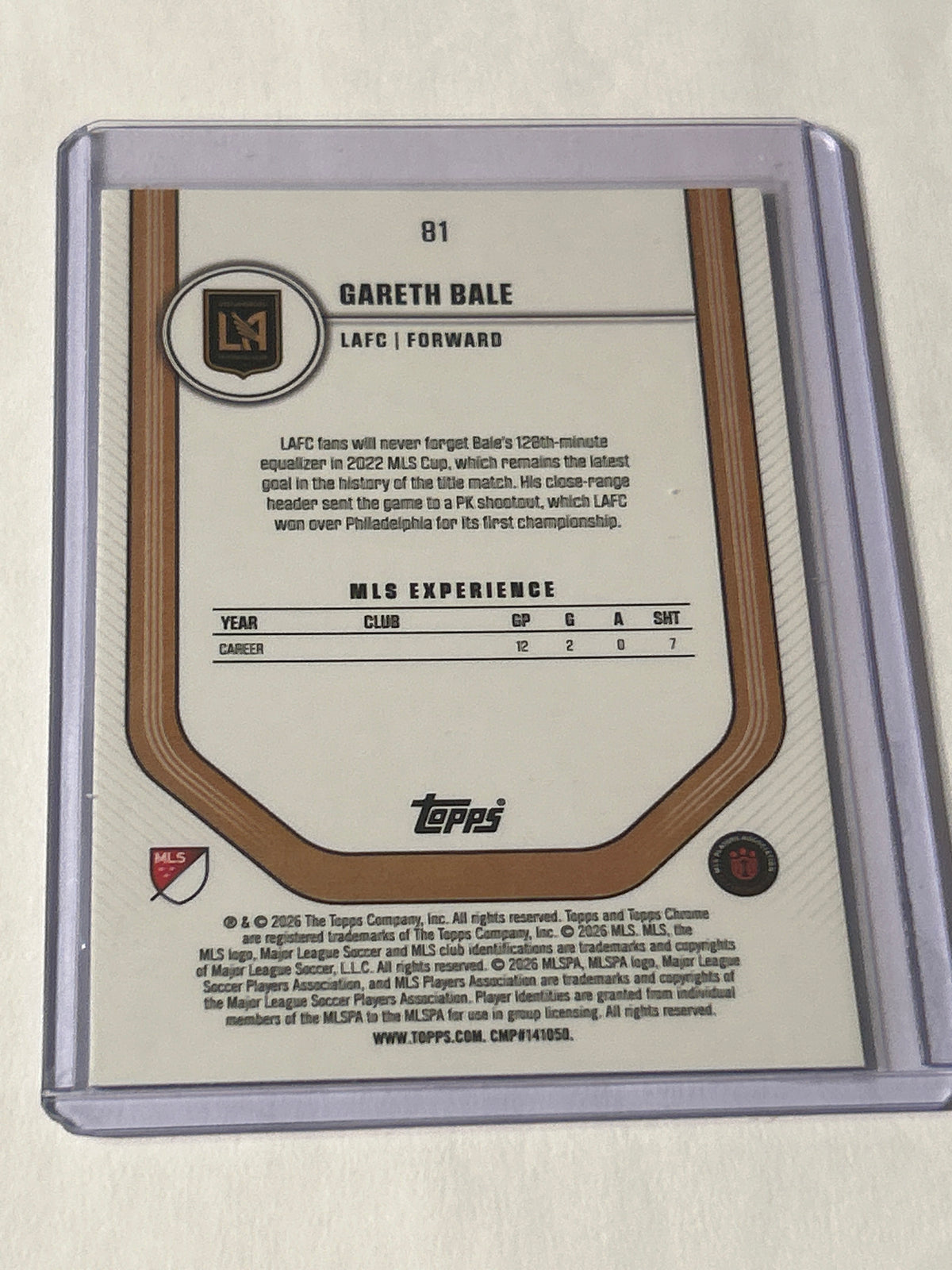 Topps Chrome MLS Gareth Bale Blue Speckle Refractor 64/150 LAFC Los Angeles FC
