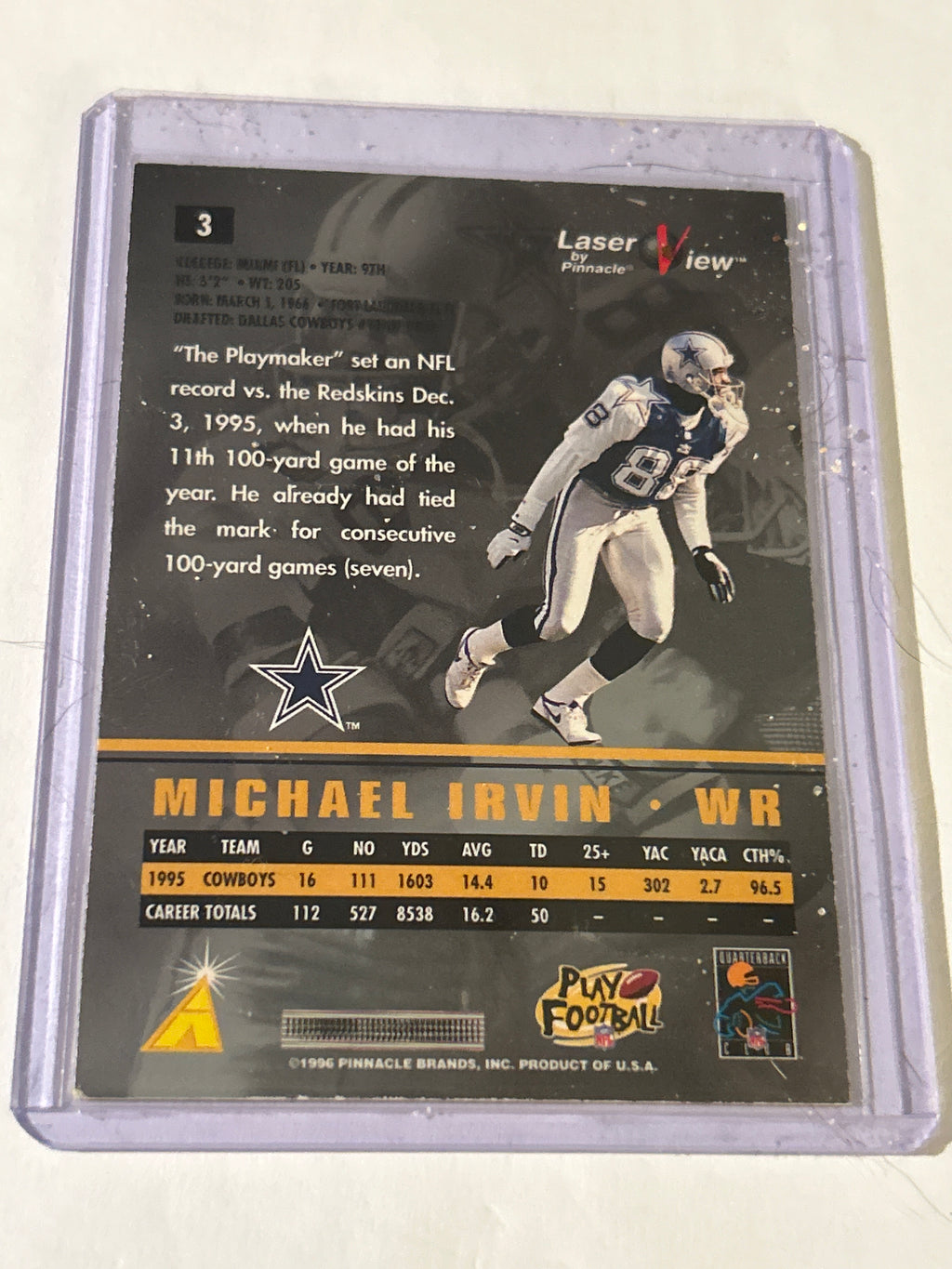 1996 Pinnacle Laser View - Michael Irvin #3