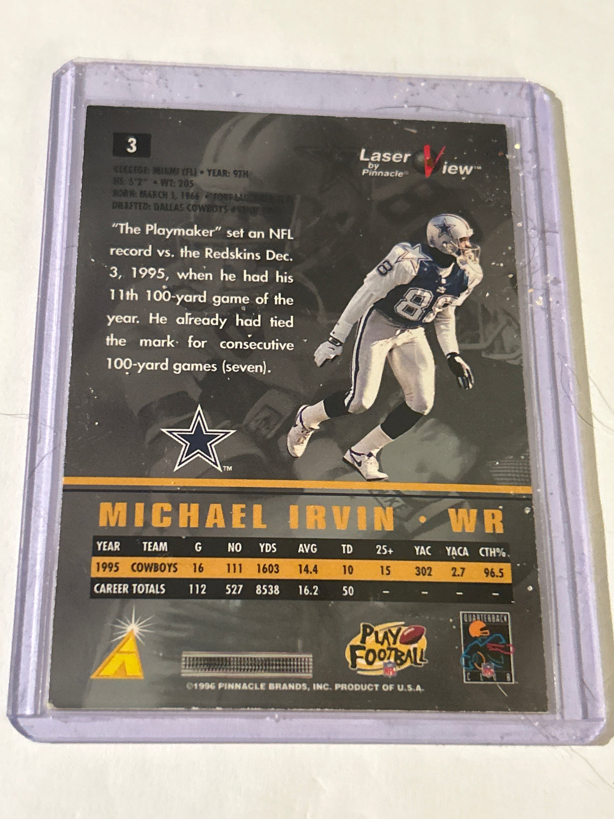 1996 Pinnacle Laser View - Michael Irvin #3