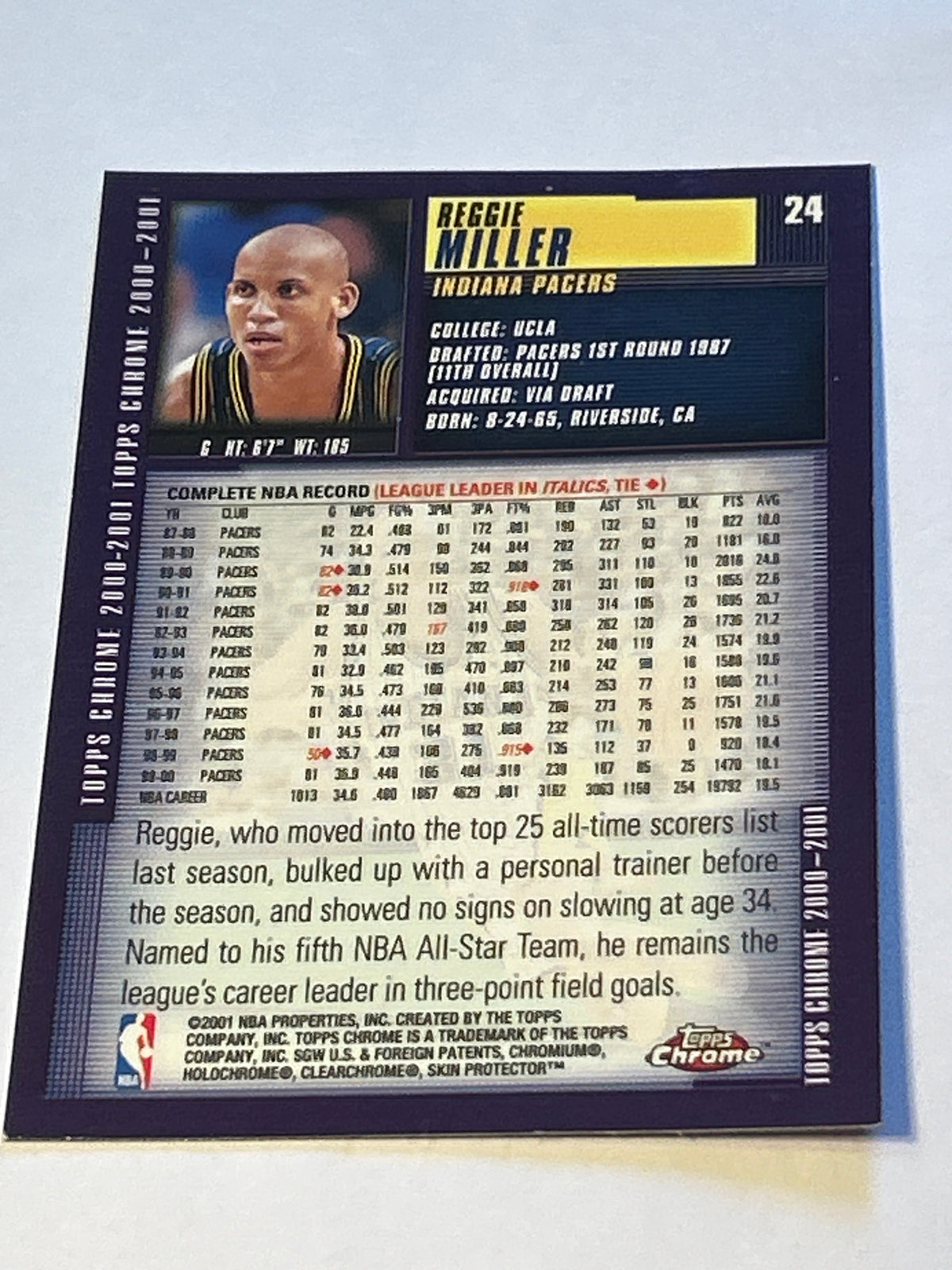 2000-01 Topps Chrome Reggie Miller #24
