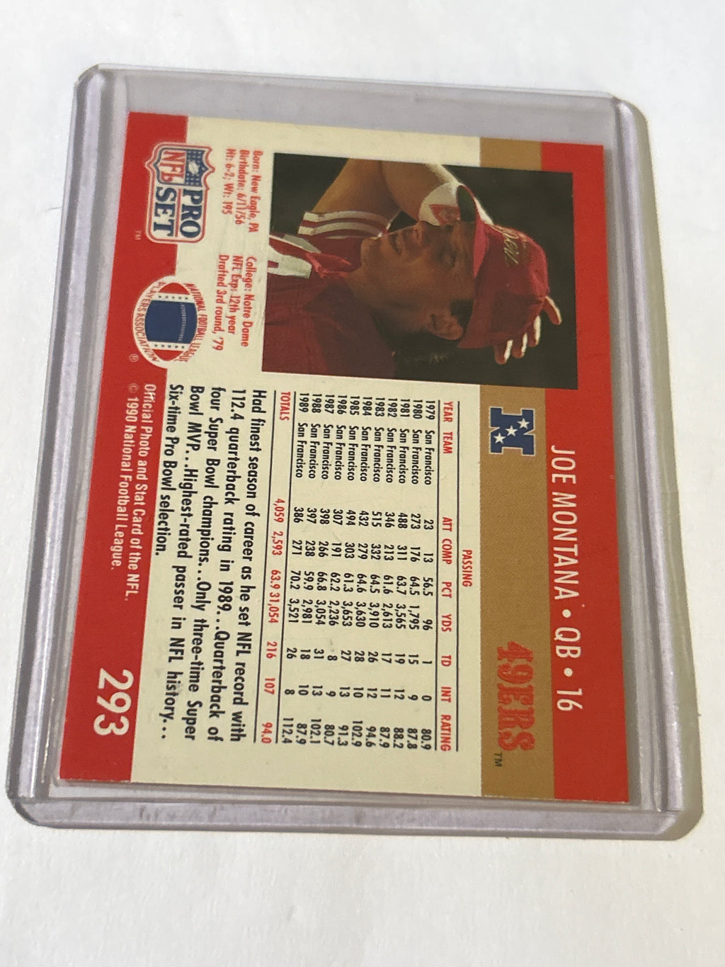 1990 Pro Set - Joe Montana #293