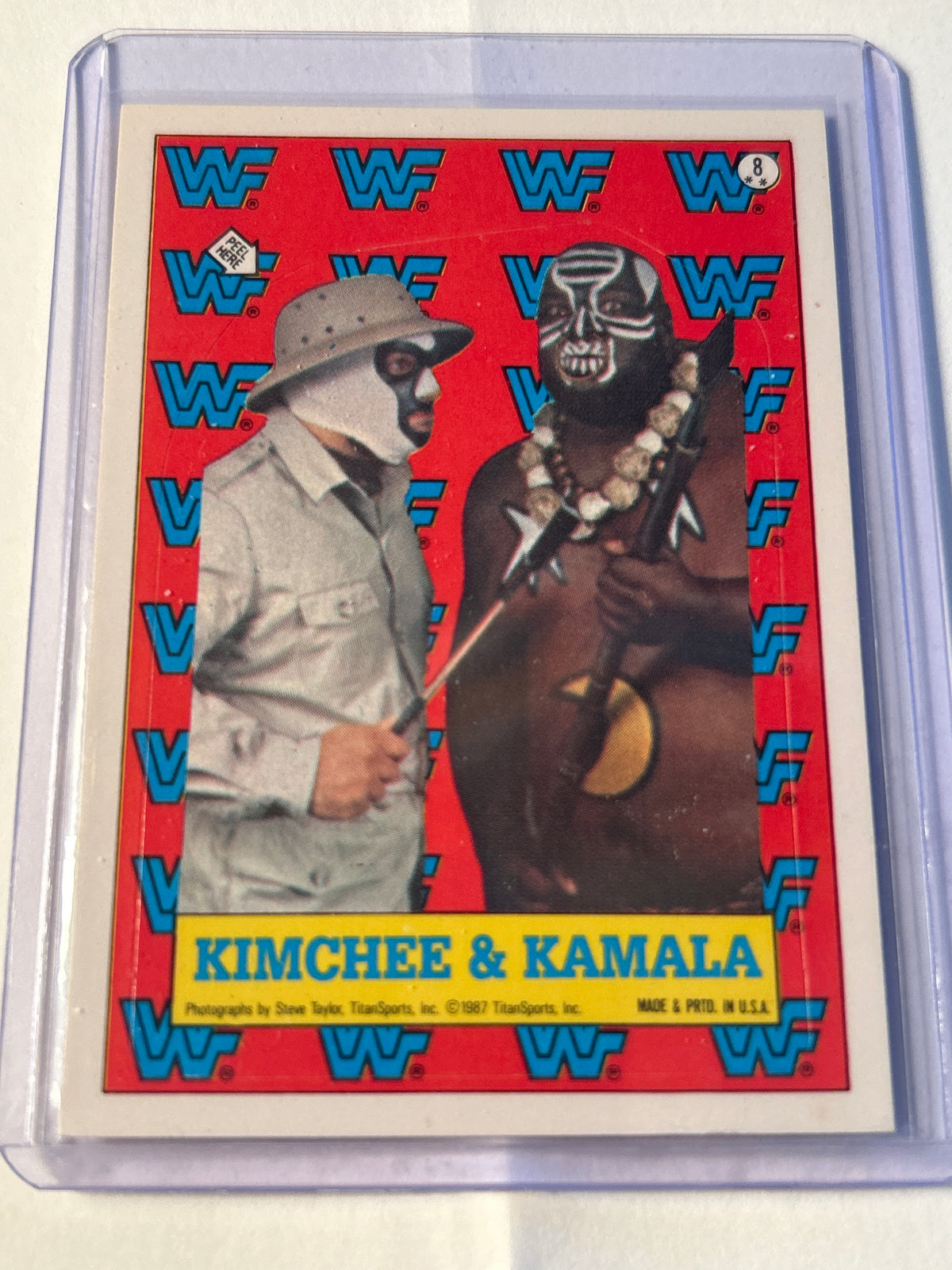 1987 Topps WWF Sticker #8 Kimchee & Kamala Hulk Hogan Puzzle Back