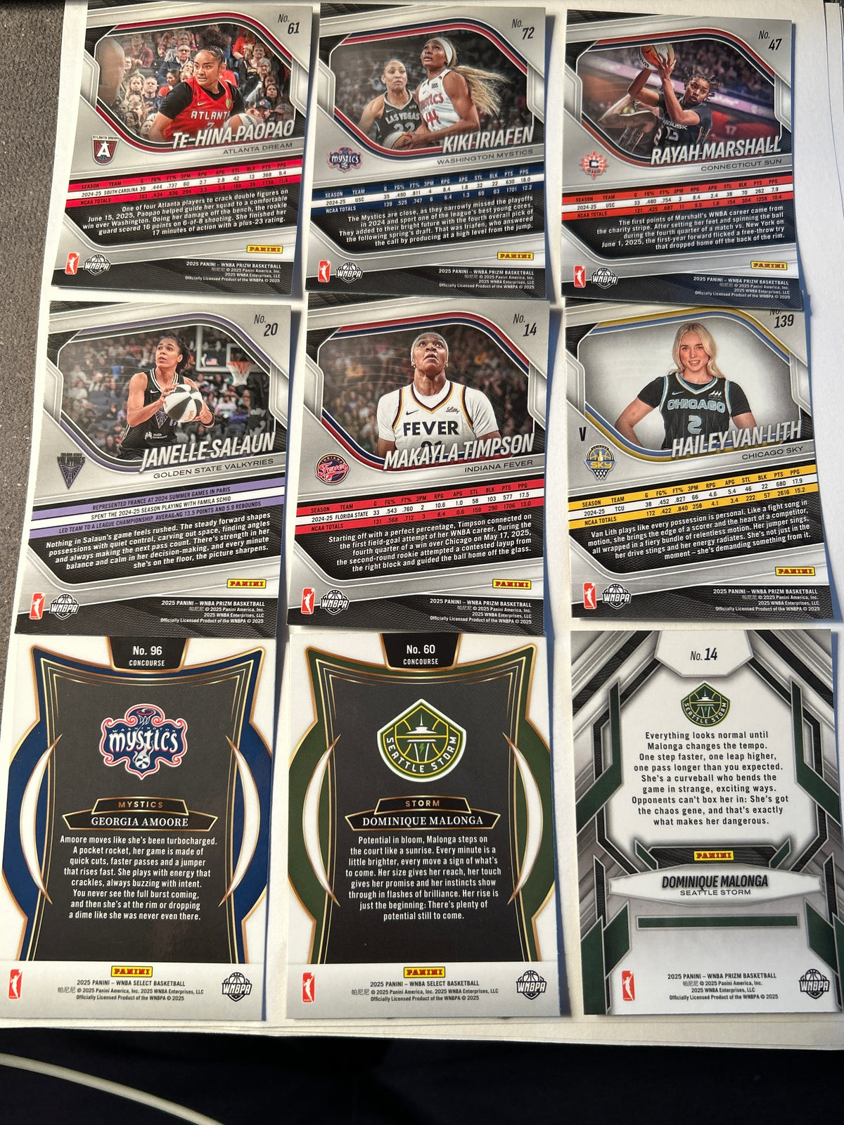 2025 Panini Prizm Select WNBA 9 Card Rookie RC Lot 2x Dominique Malonga Hailey Van Lith Iriafen