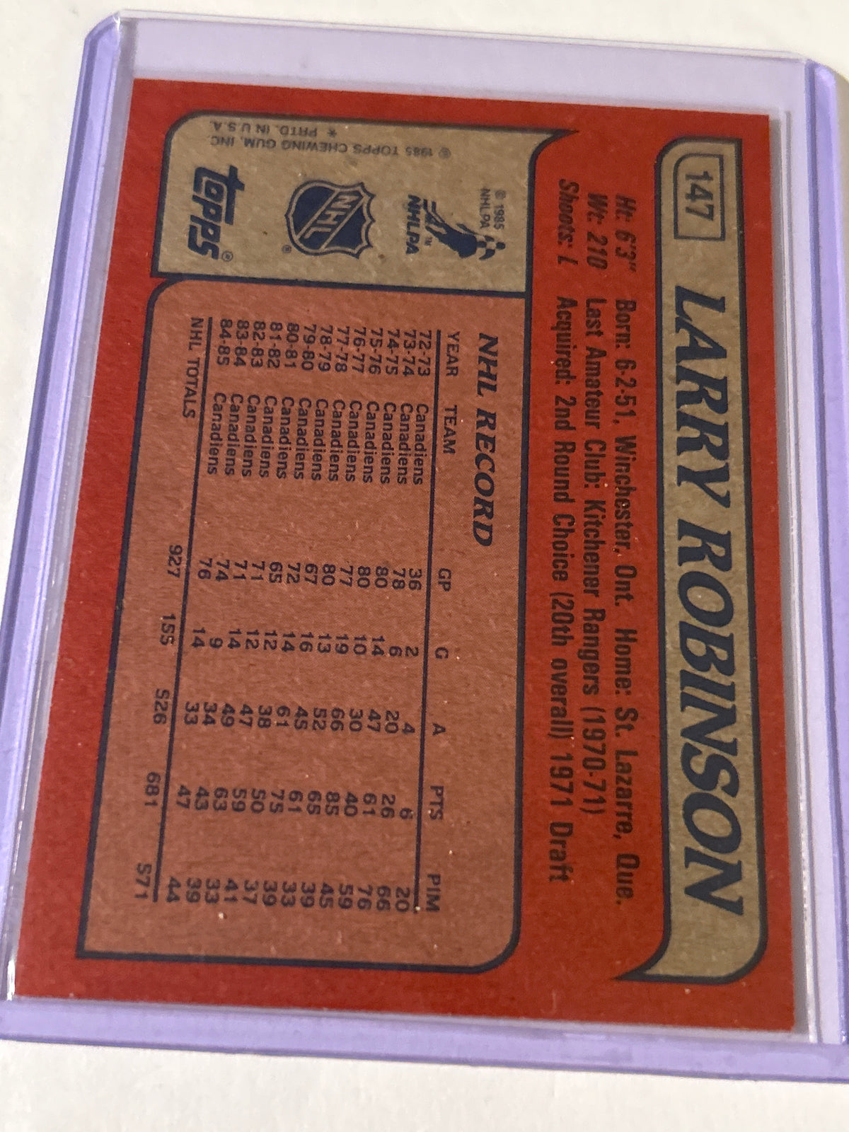 1985-86 O-Pee-Chee - Larry Robinson #147