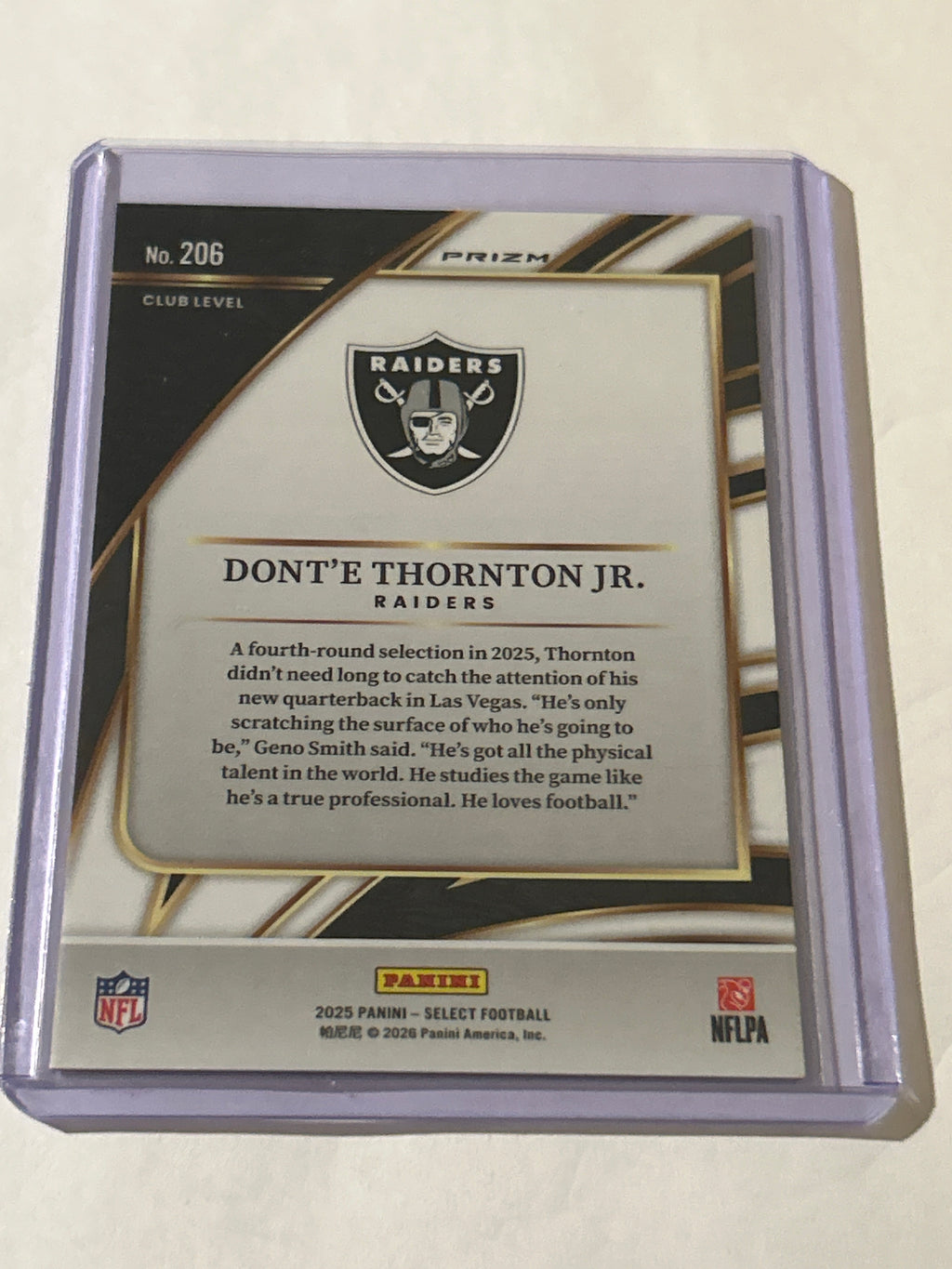 2025 Panini Select - Club Level Dont'e Thornton Jr. #206 (RC)