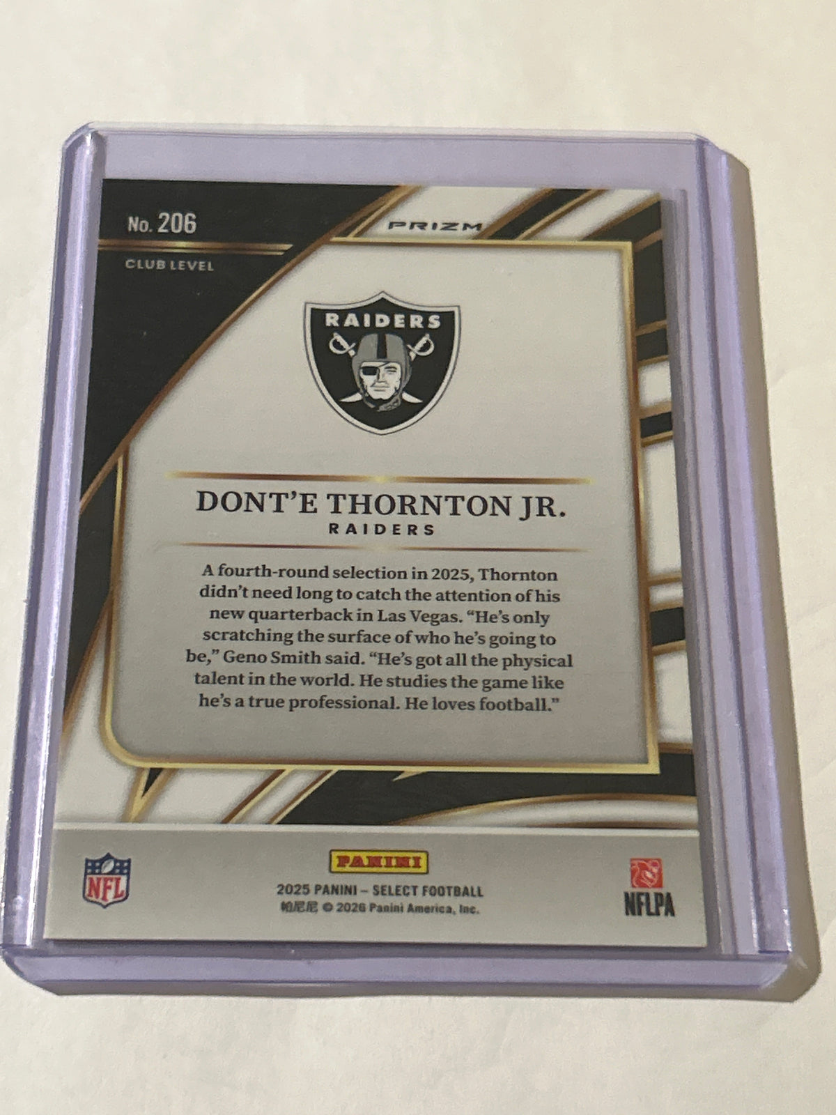 2025 Panini Select - Club Level Dont'e Thornton Jr. #206 (RC)
