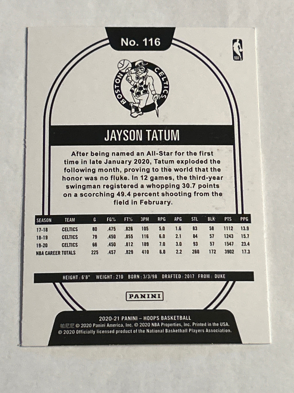 2020-21 Hoops #116 Jayson Tatum