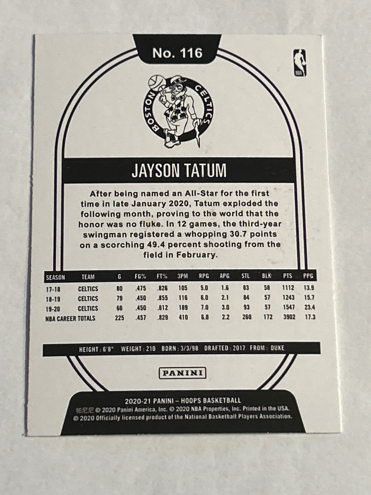 2020-21 Hoops #116 Jayson Tatum