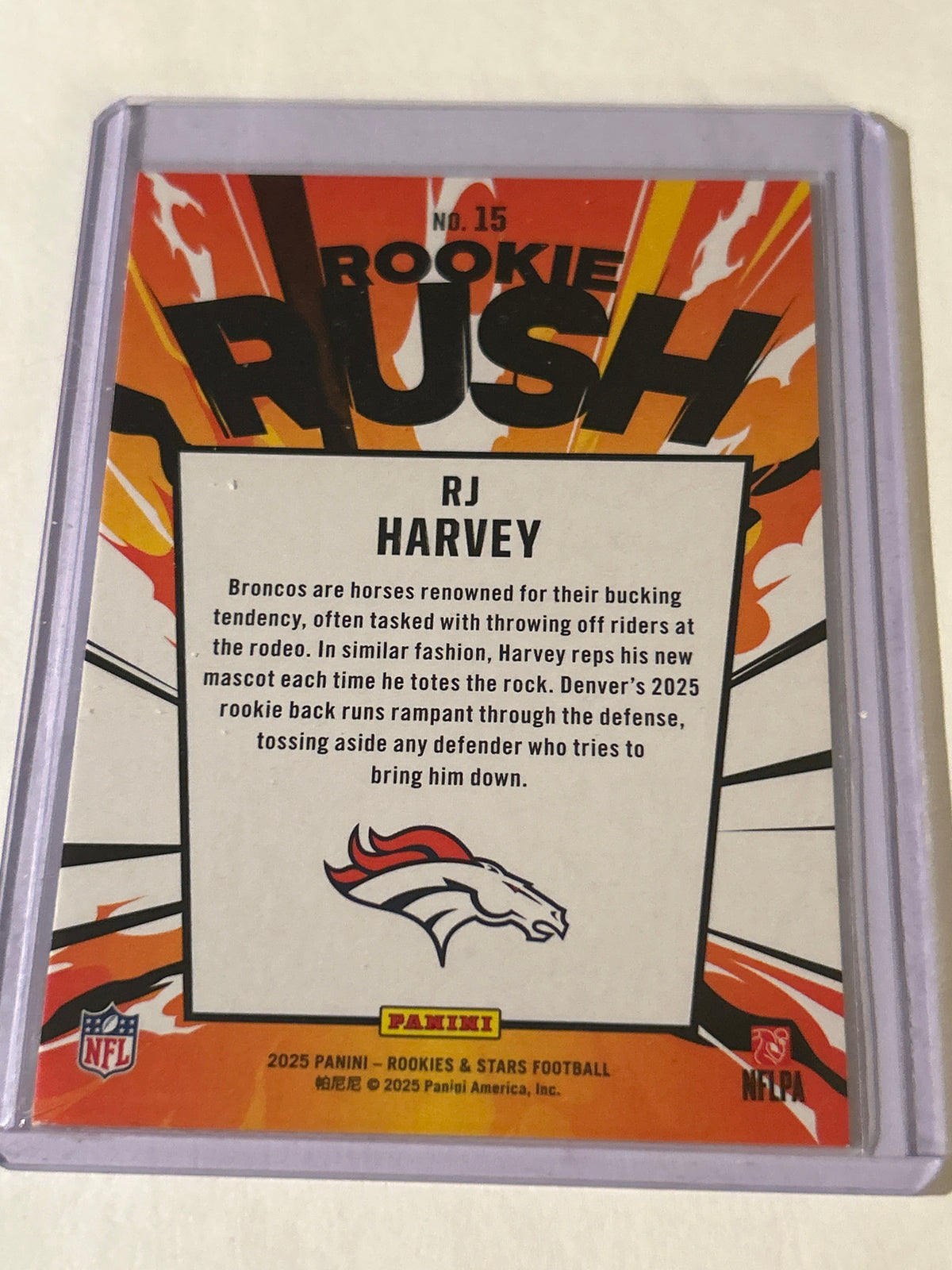 2025 Panini Rookies & Stars - Rookie Rush RJ Harvey #15 (RC)