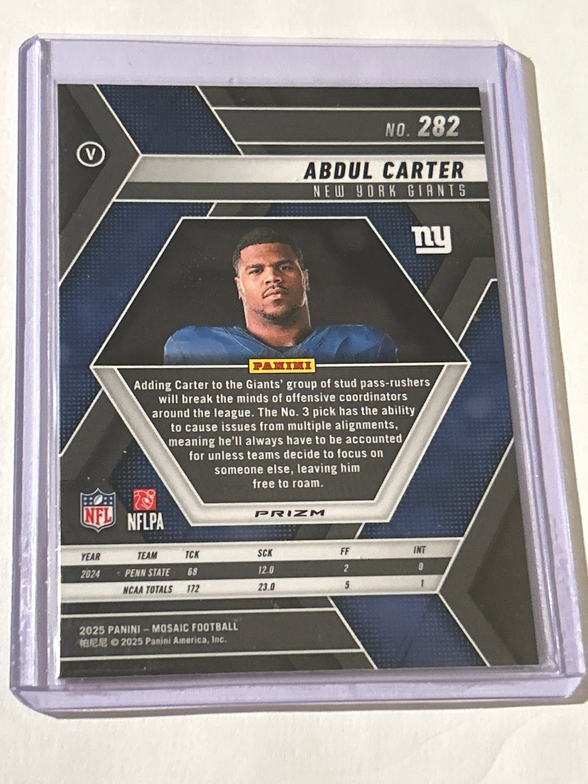 2025 Panini Mosaic - Rookie Variations Abdul Carter #282 Red Mosaic Prizm (RC)